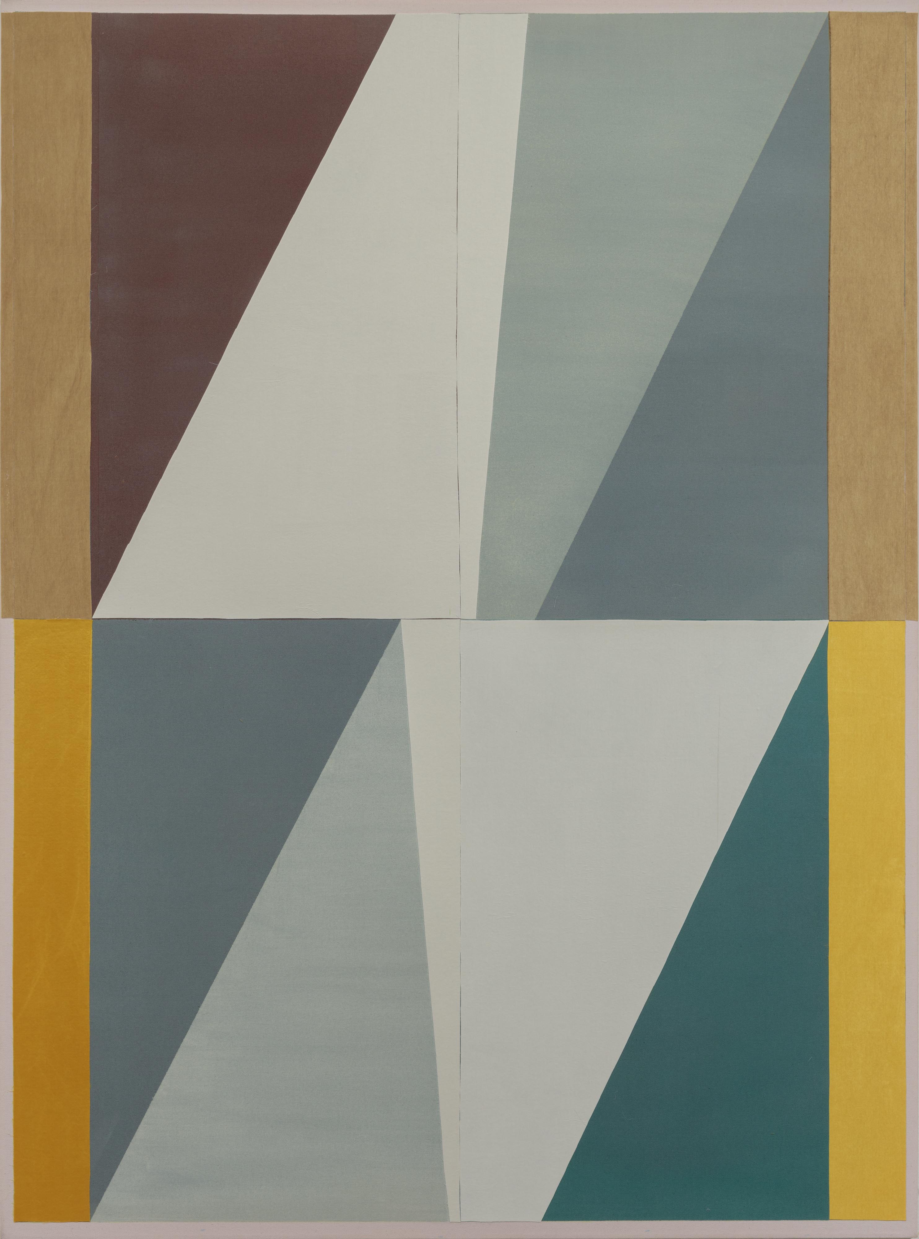 SiR#7, 2023, colored silk, oil, acrylic on canvas, 150 x 110 cm 