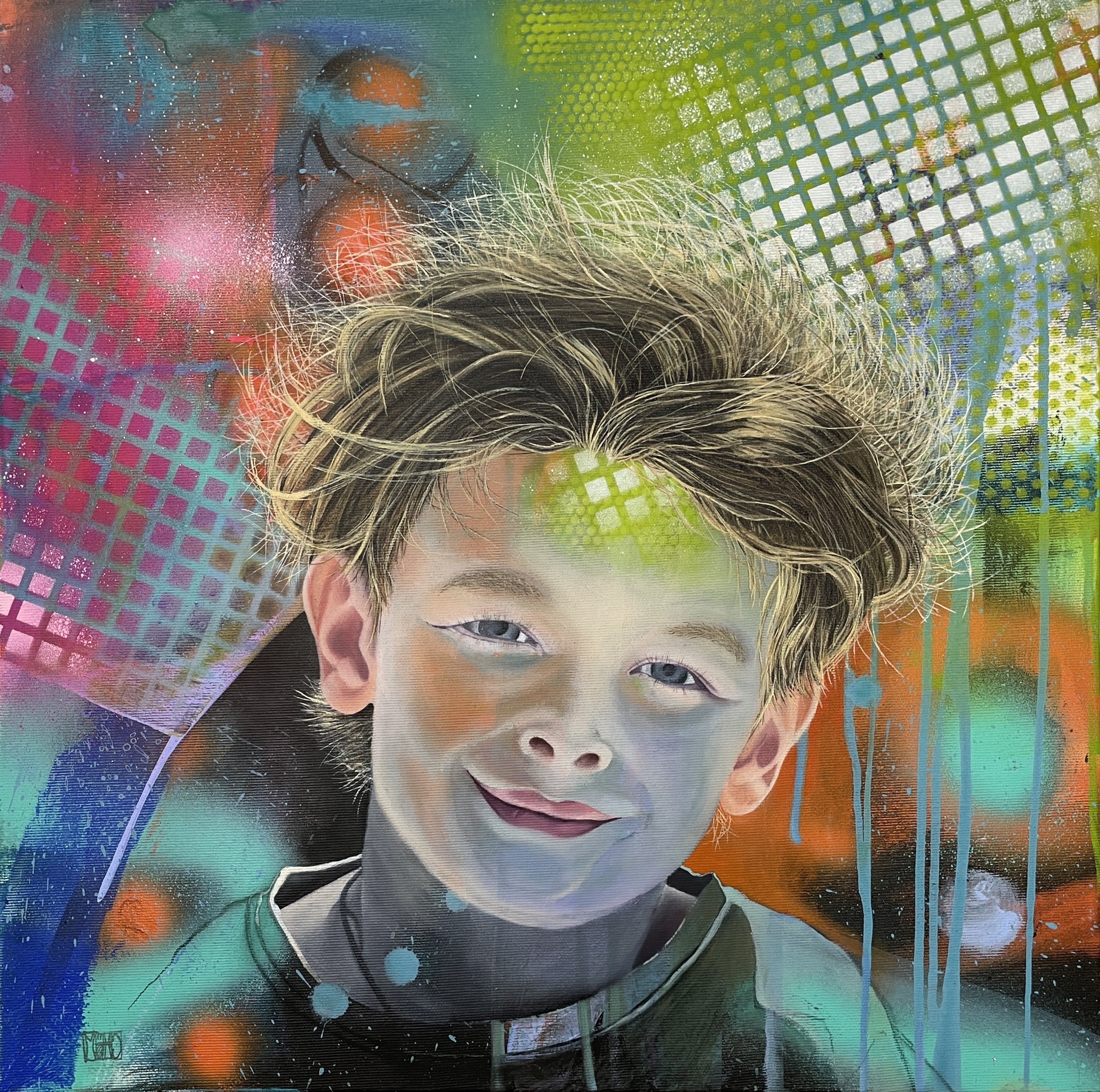 612–«Graffiti - Bild Levi»50x50 cmAcryl und Öl auf Leinwand2025sold