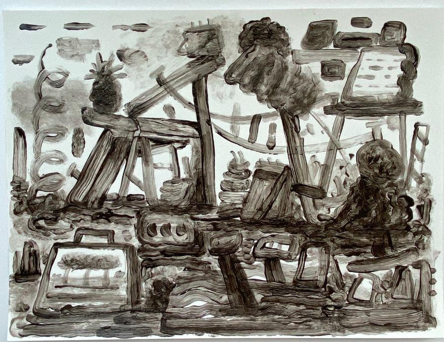 Locations 1, 2022, Acrylic on Bristol, 9 x 12 in. $425 (unframed)