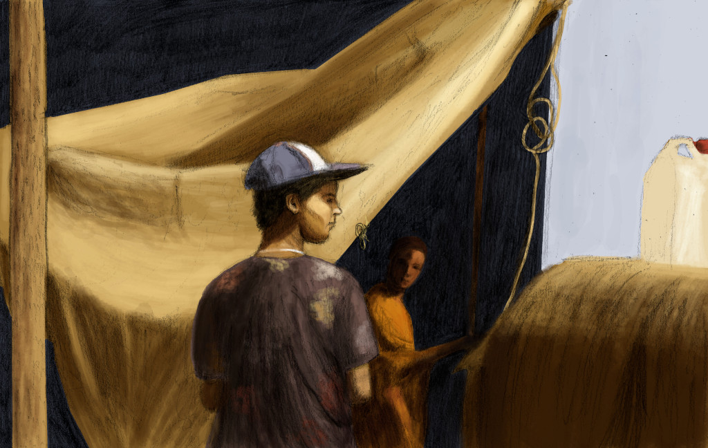 Spaces, 2021, Pencil on paper and digital coloring, 40x60cm