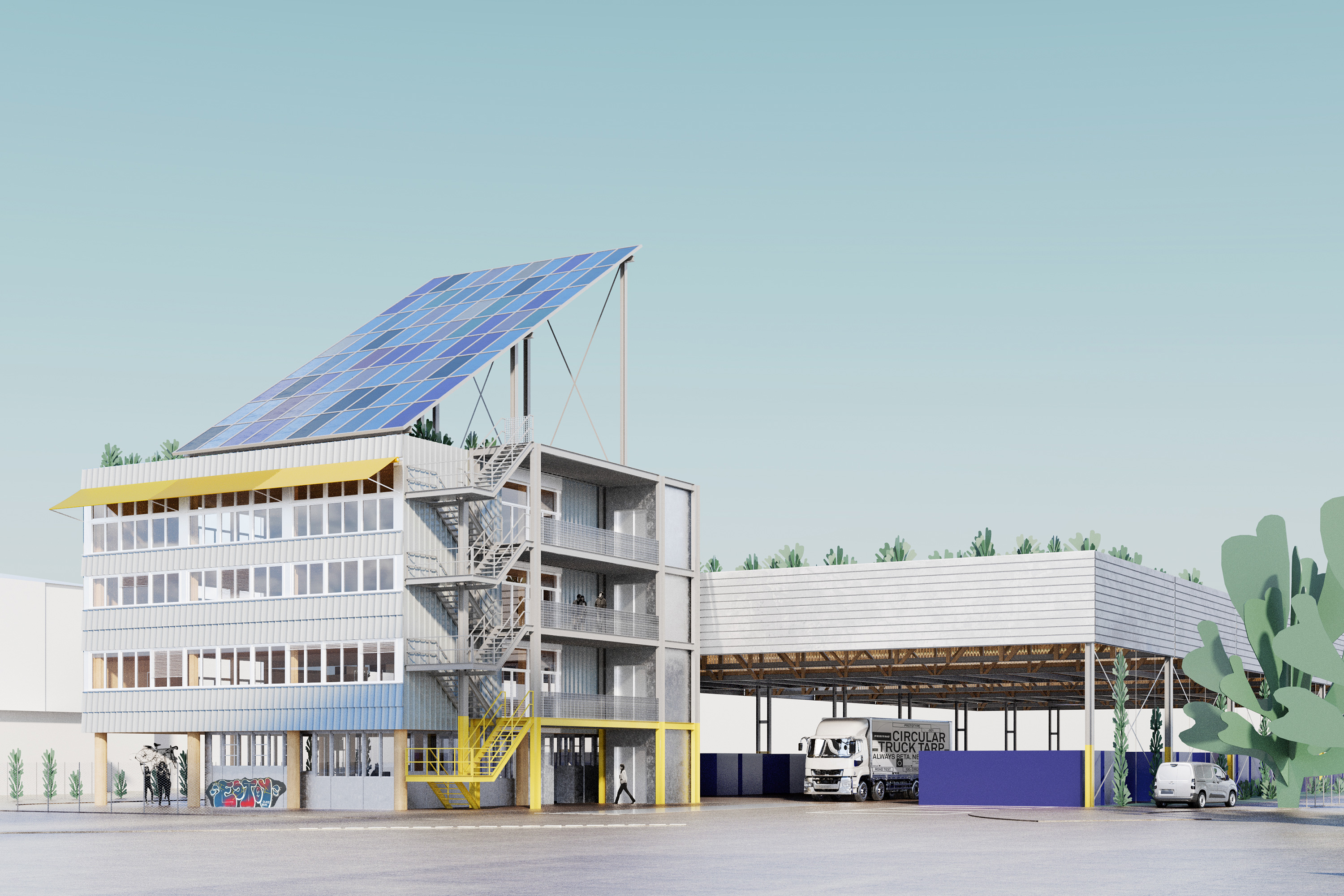 Visualisierung – Studio Burkhardt + Lucas Michael Architektur – Recyclingzentrum Juch-Areal Zürich