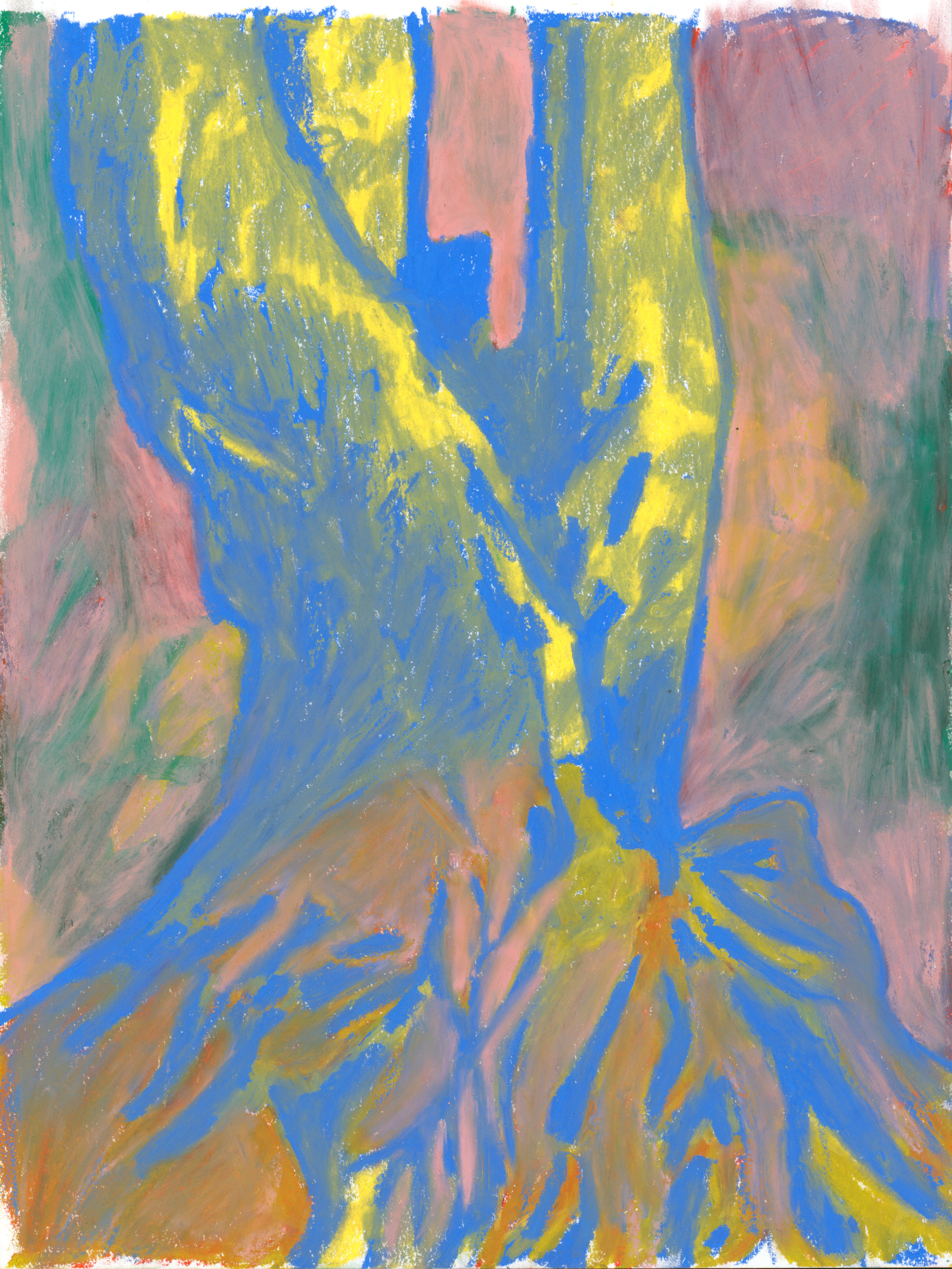 Alder Roots at Cold Creek, wax pastel on paper, 9 x 12 inches, 2021