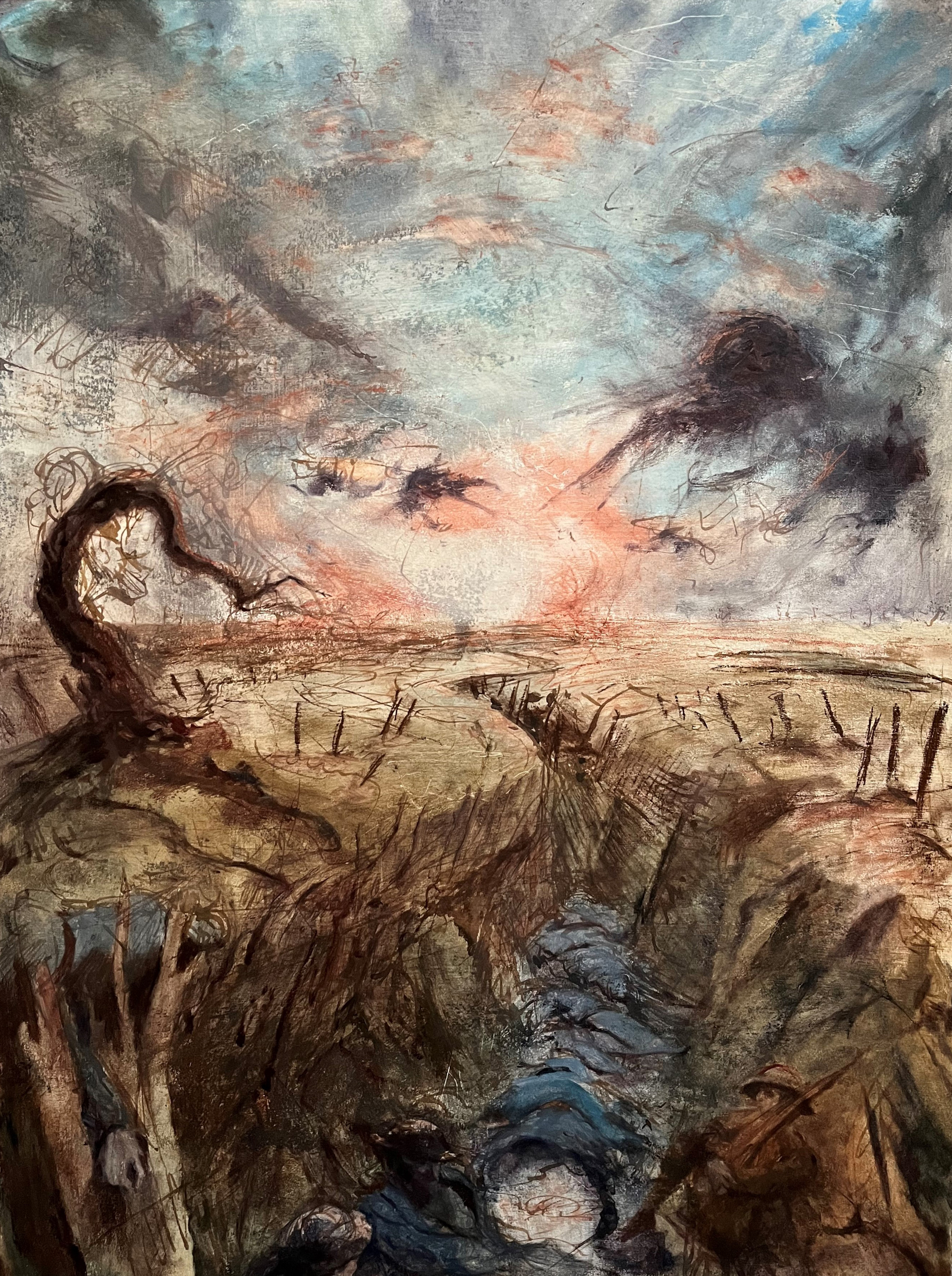 The Line, oil and walnut ink on prepared paper, 2019