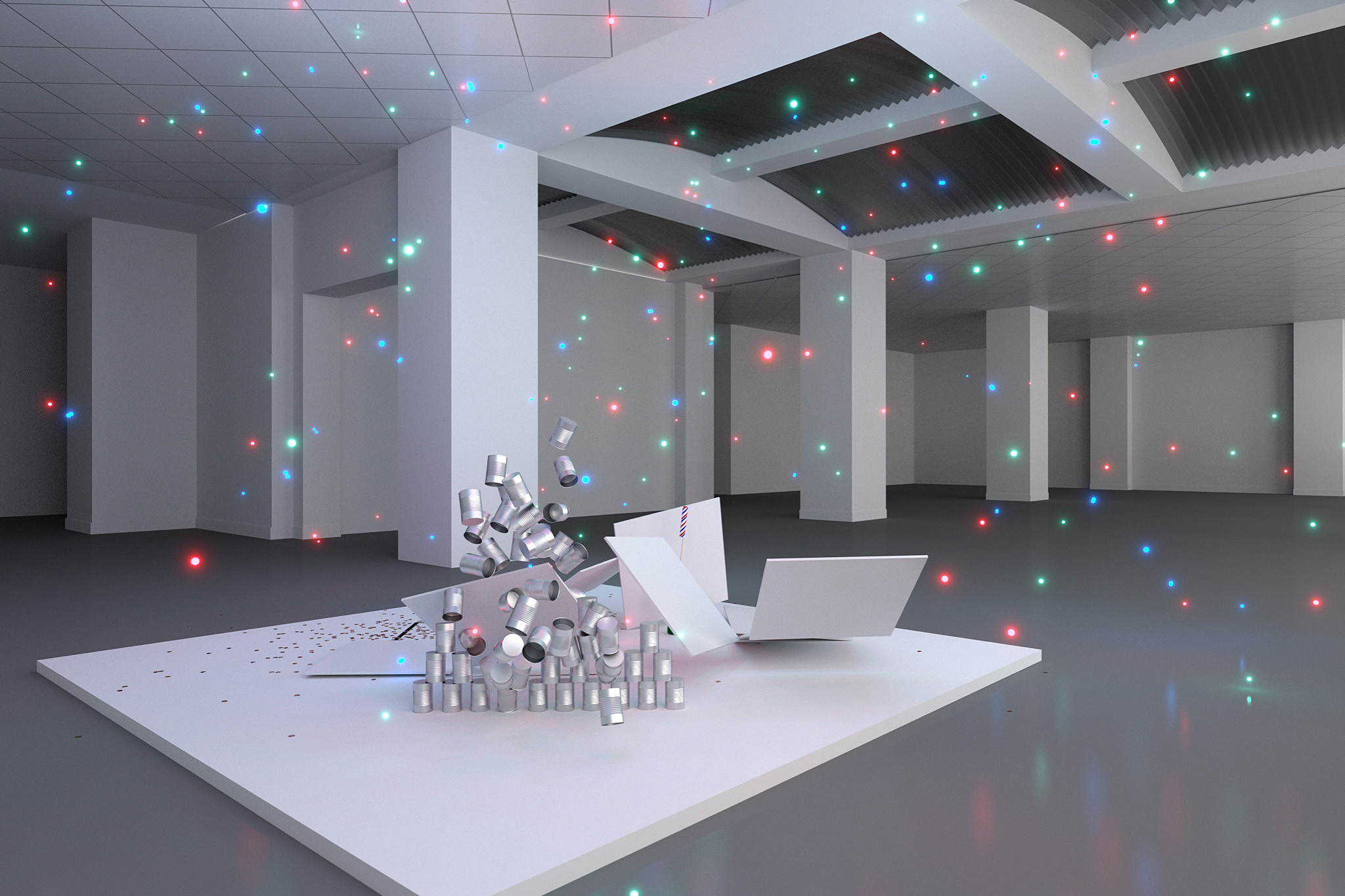 Elsewheres: S=- k log (1-1/W), Simulation view at LEAP, Berlin