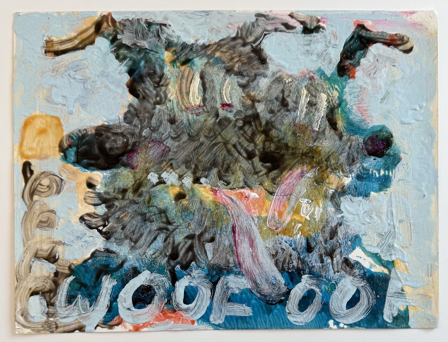 The Two Headed Dog Problem, 2021, Acrylic on paper, 9 x 12 in.