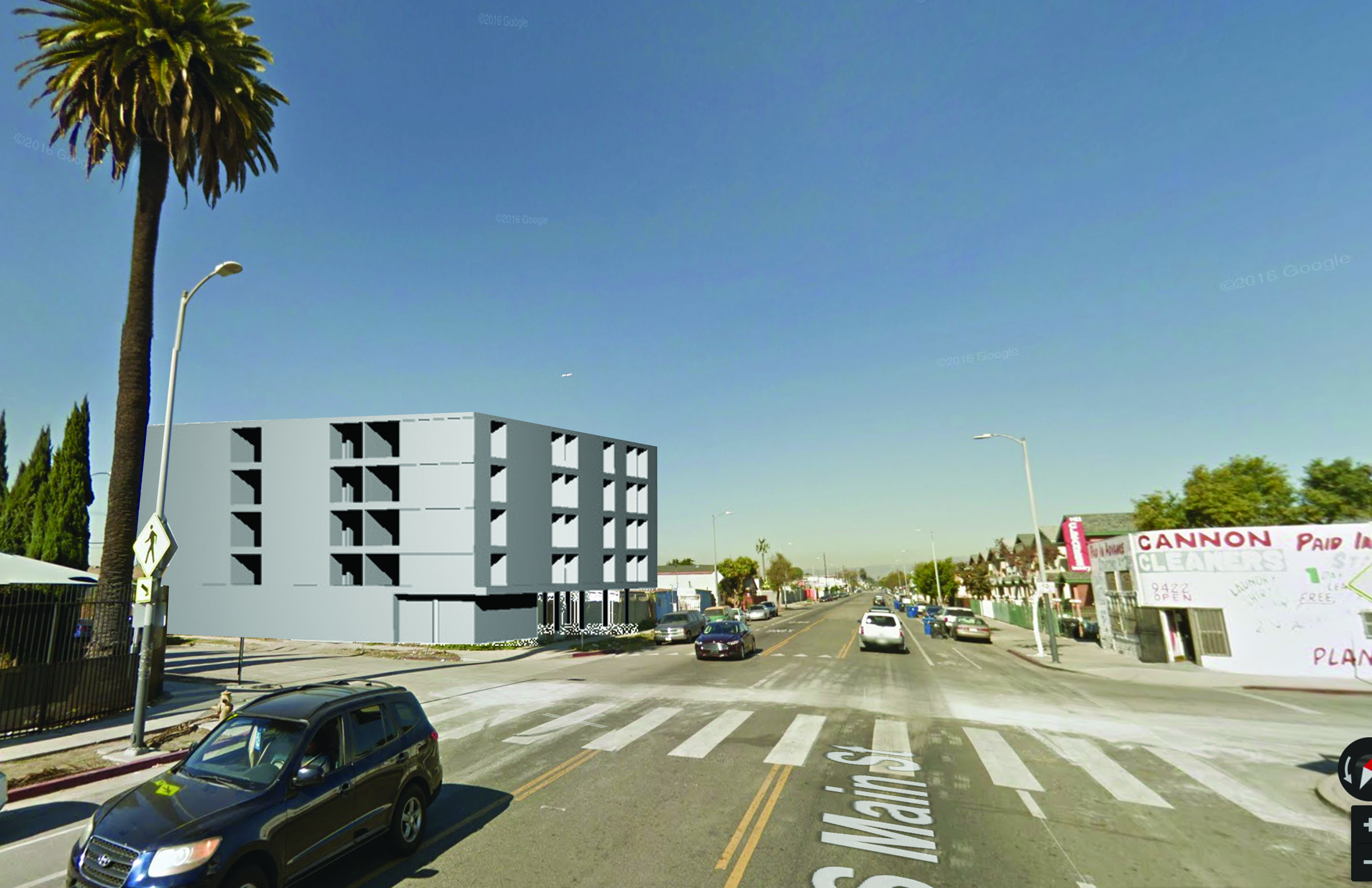 Massing for a 5 story building. The schemes relies on organizing the units on the perimeter of the building with an interior courtyard.