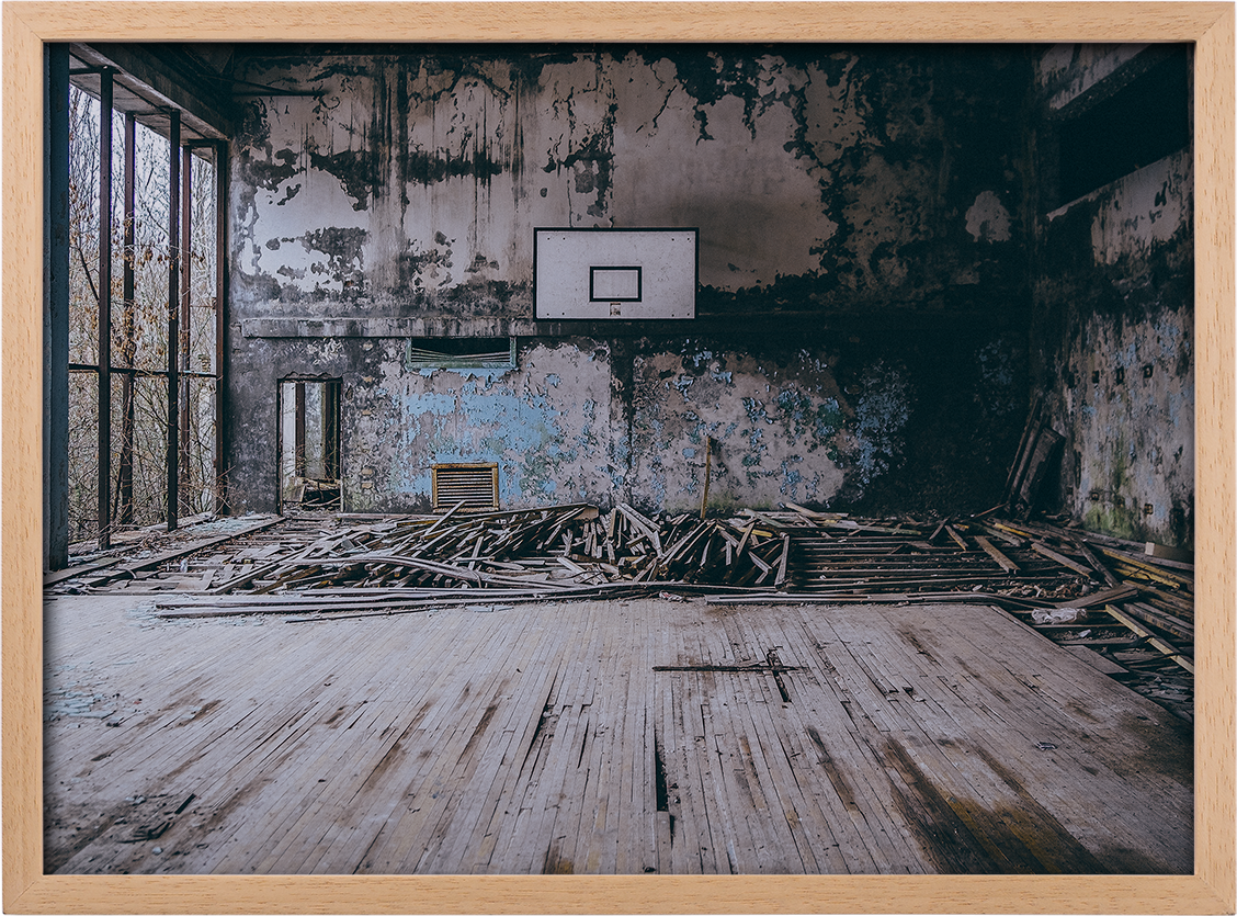 Fotografía impresa cancha de baloncesto Prípyat Chernobyl
