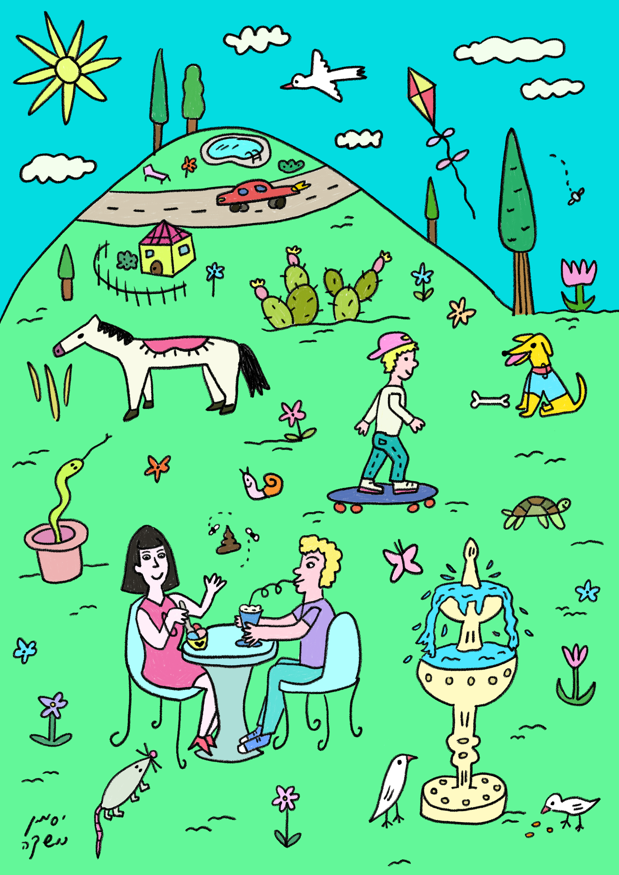 Happy days, Digital illustration coloring page for war days 