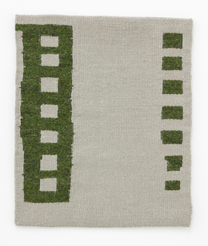 Helen Mirra Light silver, medium green 2015 (Linen & wool) Photo: Gerhard Kassner