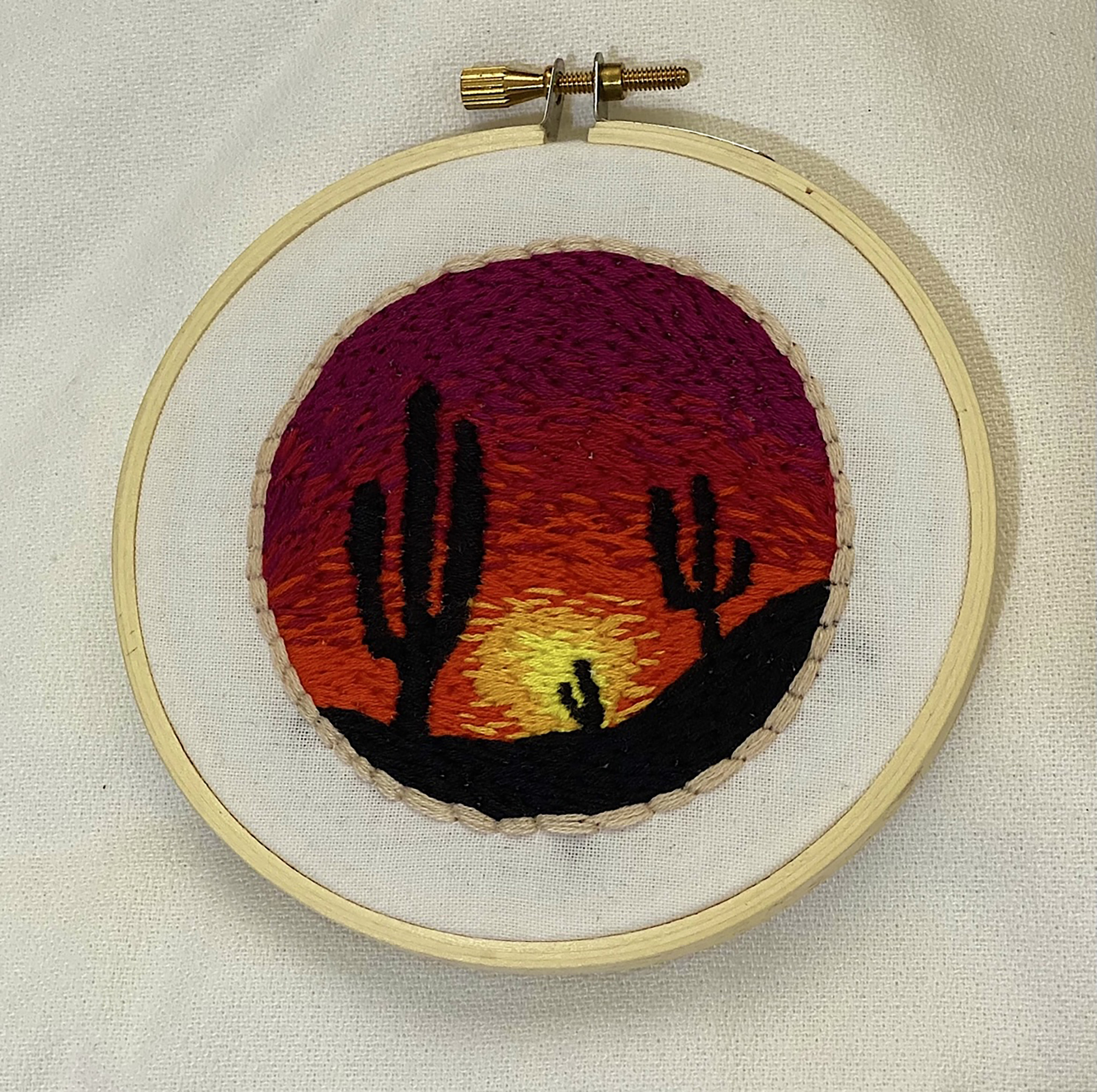 desert sunset, embroidery, 6", 2020