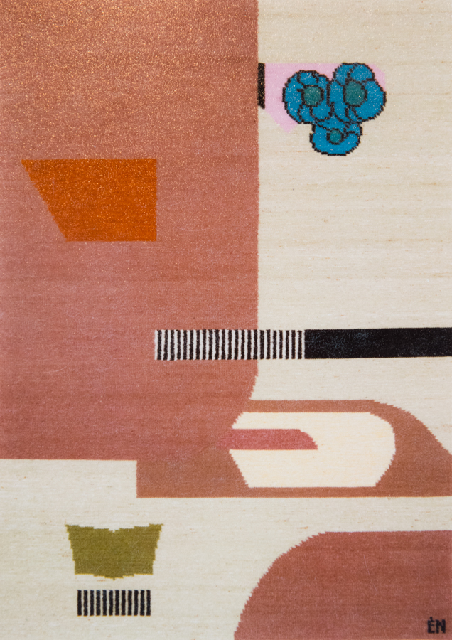 Handwoven wool rug. Serial production. 1990's