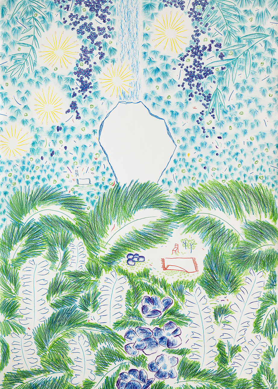 Matt Frenot Lundi, 2025 Crayons de couleur sur papier 140 x 100 cm © ADAGP, Paris Courtesy de l'artiste et de la Galerie Laurent Godin