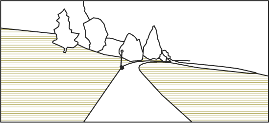 Grass landscaping balances out either side of the path