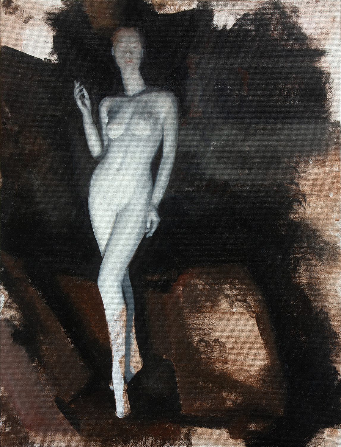 'Trixie in the Basement', oil paint canvas board. 30 x 40.5 cm