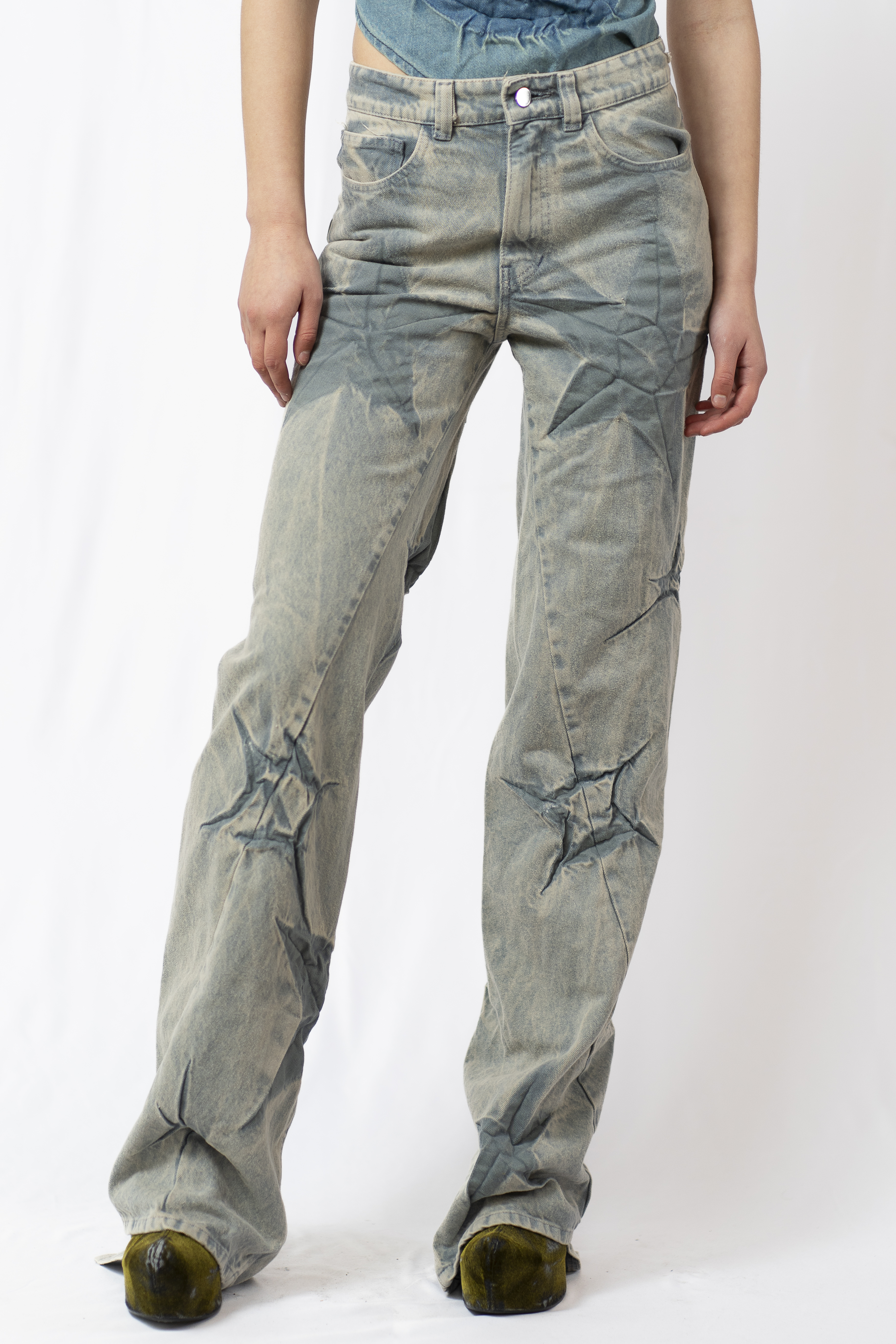 BOYFRIEND SPIRAL FLOWER JEANS Ghostly blue £400