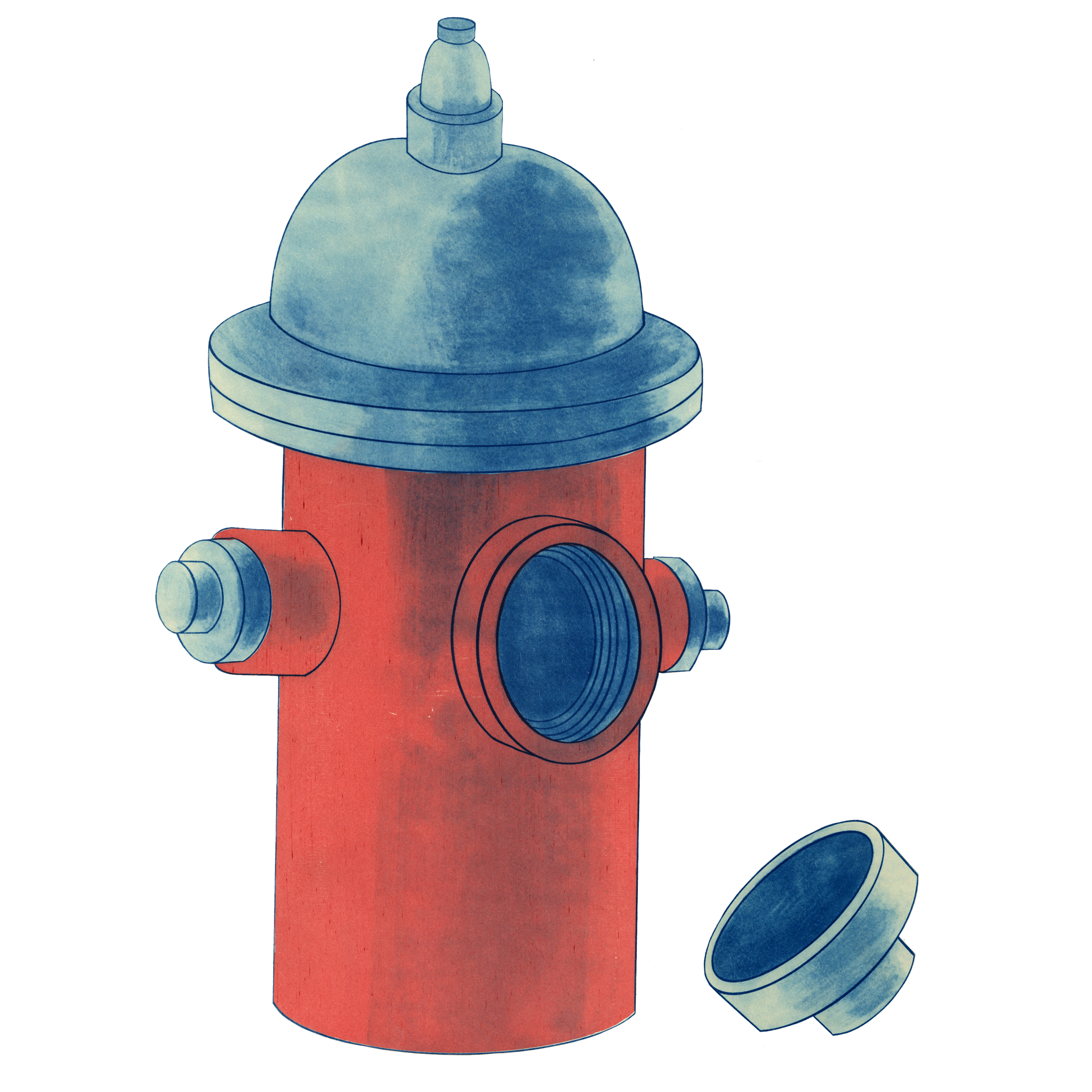 Fire Hydrant and Cap, 2021, Cyanotype on Mulberry
