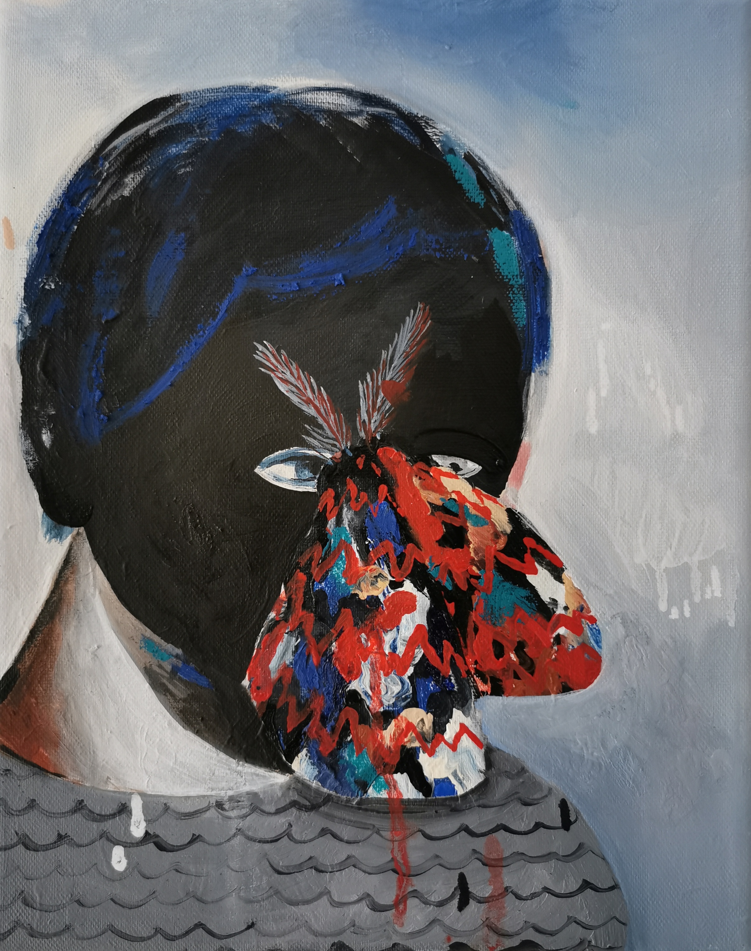 Mot, acrylic and oil on canvas, 30/23 cm