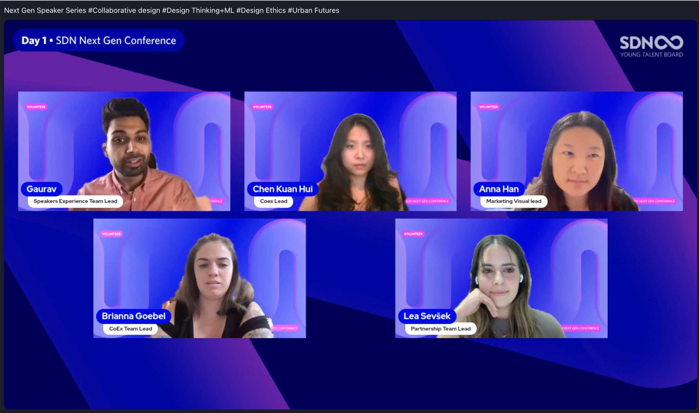 Team leads of SDN Next Gen Conference 2023 closing the first day of our 2 day online event. At the top right corner is me, lead of the Marketing and Visual team