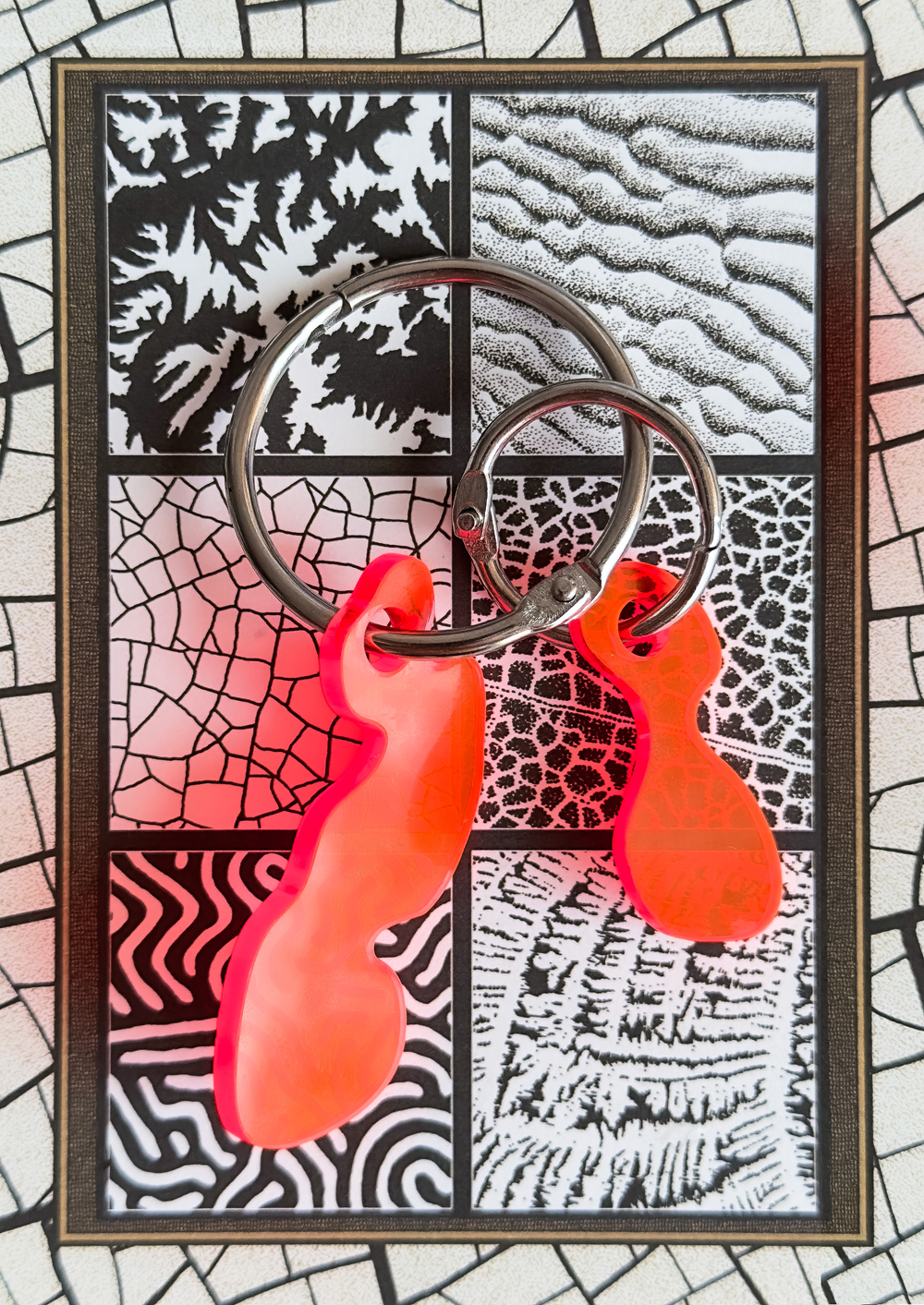 Anfractuous fluro keychain. 25x70mm. By Greg Orram Swan