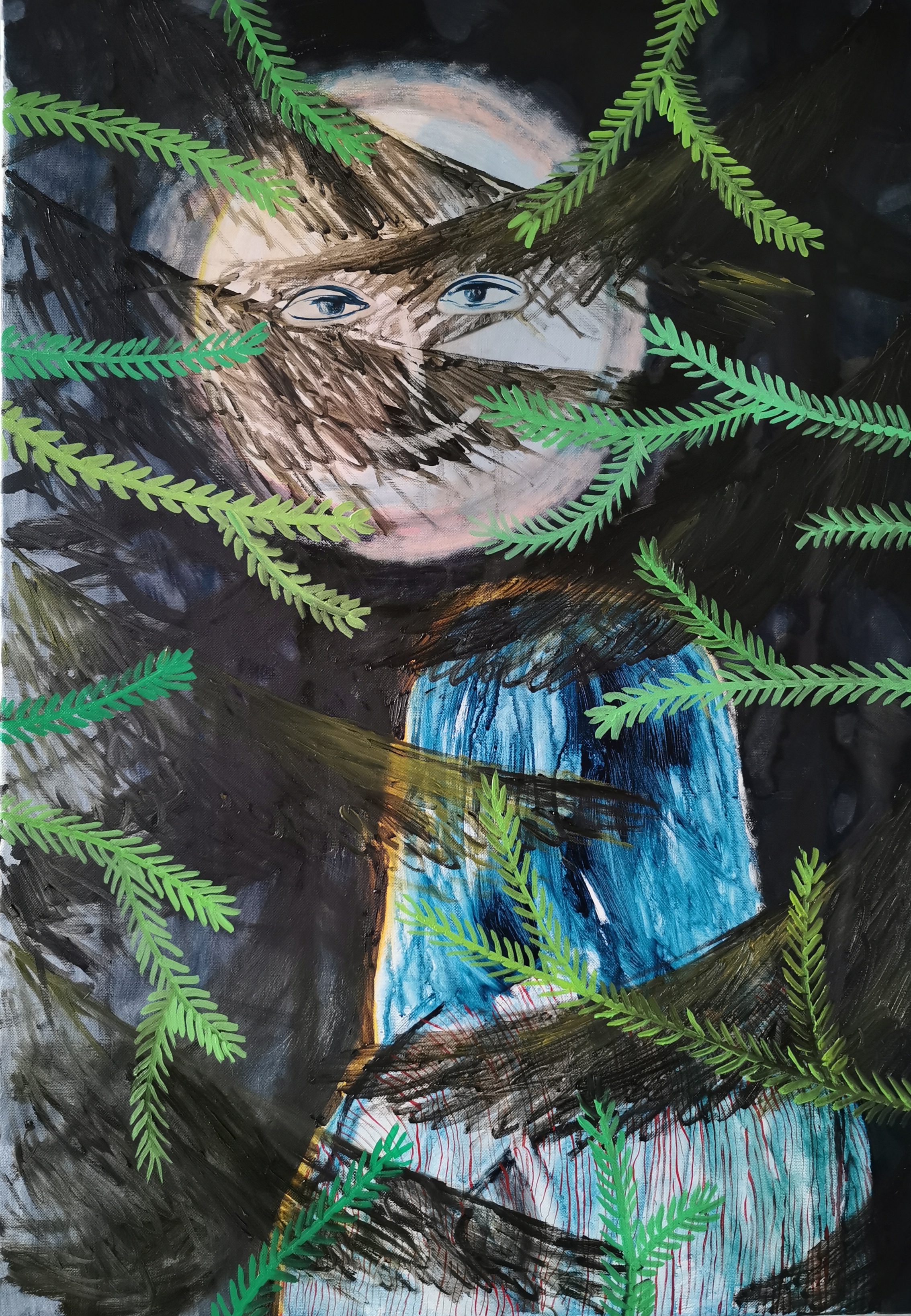 Full moon, acrylic and oil on canvas, 100/70 cm