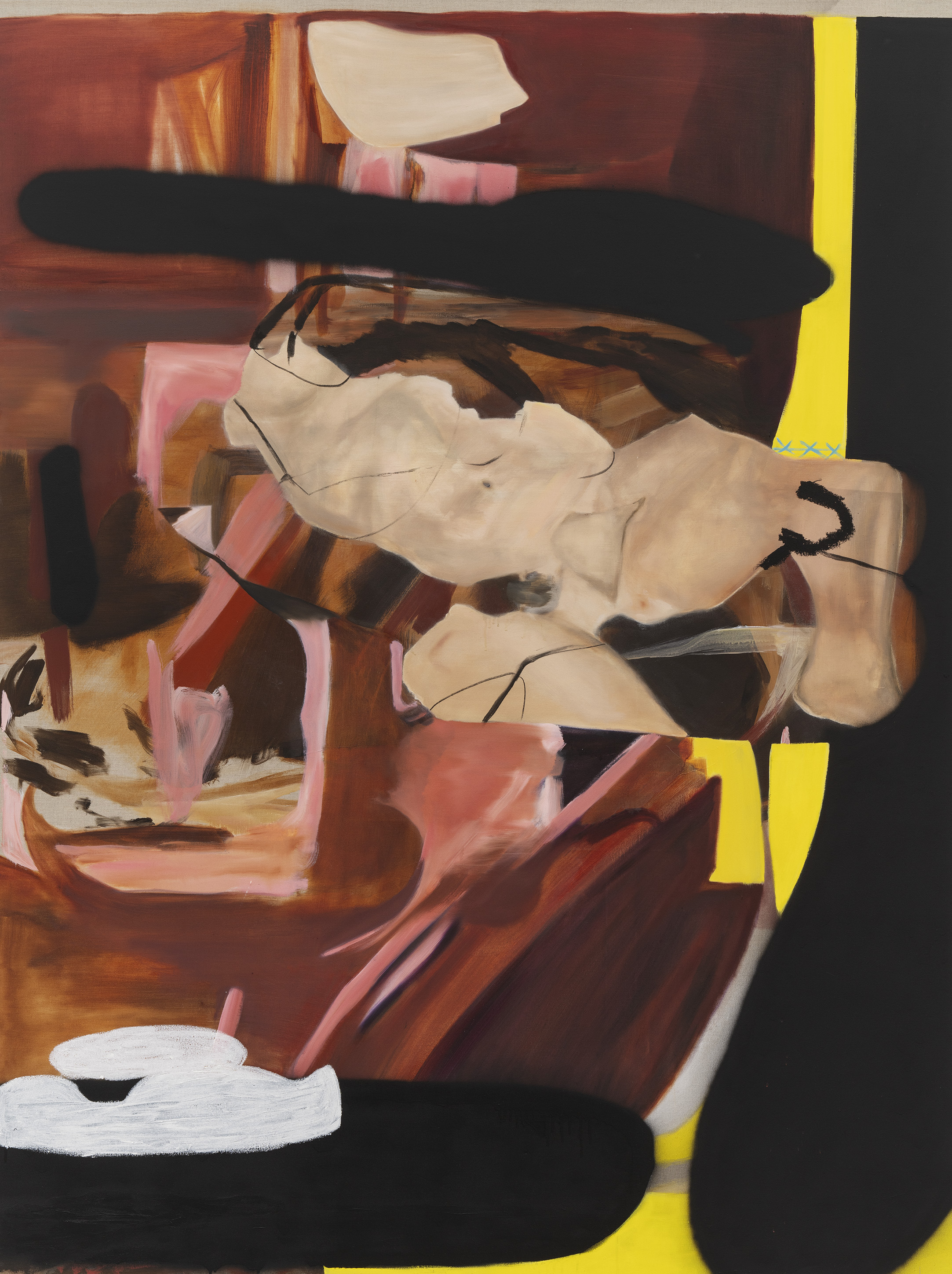 Jazz Body, 2024, Acrylic, oil, spray paint and charcoal on canvas, 200 x 150 cm