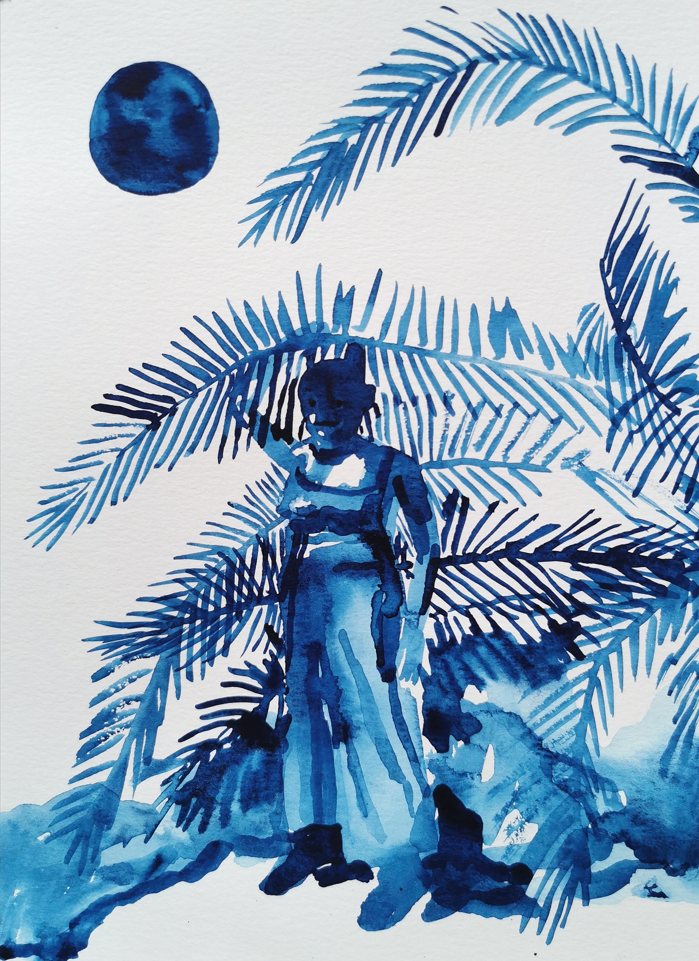 Palm tree, watercolor on paper, A4, 2022