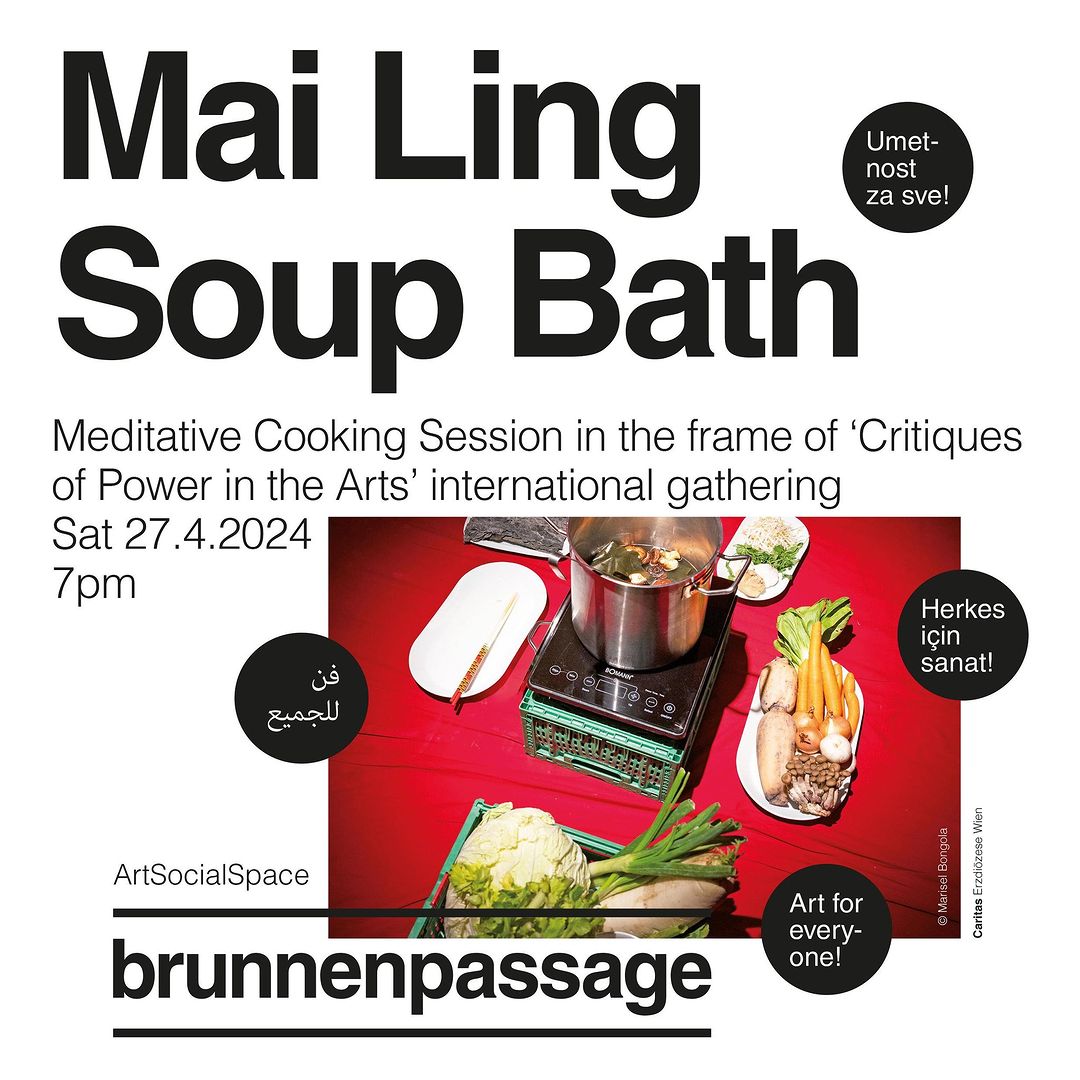 Sharing food has always been a place of kinship, solace, care, and tenderness. Mai Ling Soup Bath invites you to a sensorial and contemplative sound bath, deep meditation, and massage. We will collectively stir up a warm concoction of familiar senses and a brew of edible memories while embodying our past, present, and future. At the end of the session, everyone is invited to share a warm meal together. 🍜