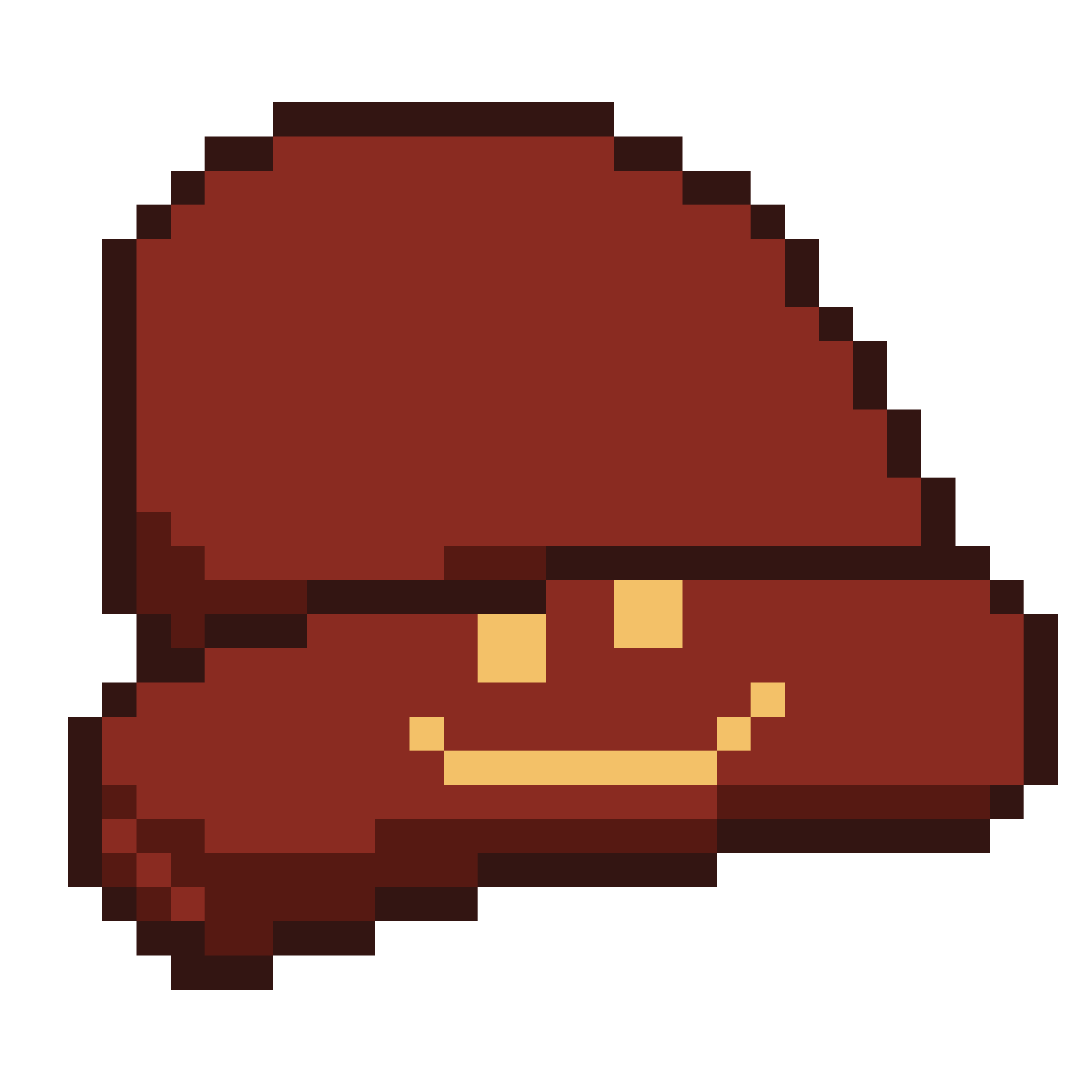 Feb 21 - Red Smile Beanie - A classic beanie that has shiny gold embroidery stitched in the front to resemble a pixelated smile. Great for messy hair days and code weather.