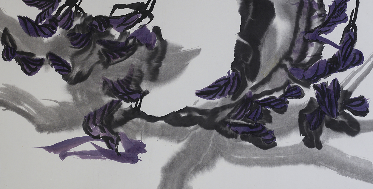 2021 beech trees / I only wanted to see you laughing in the purple rain, 68cm x 137cm