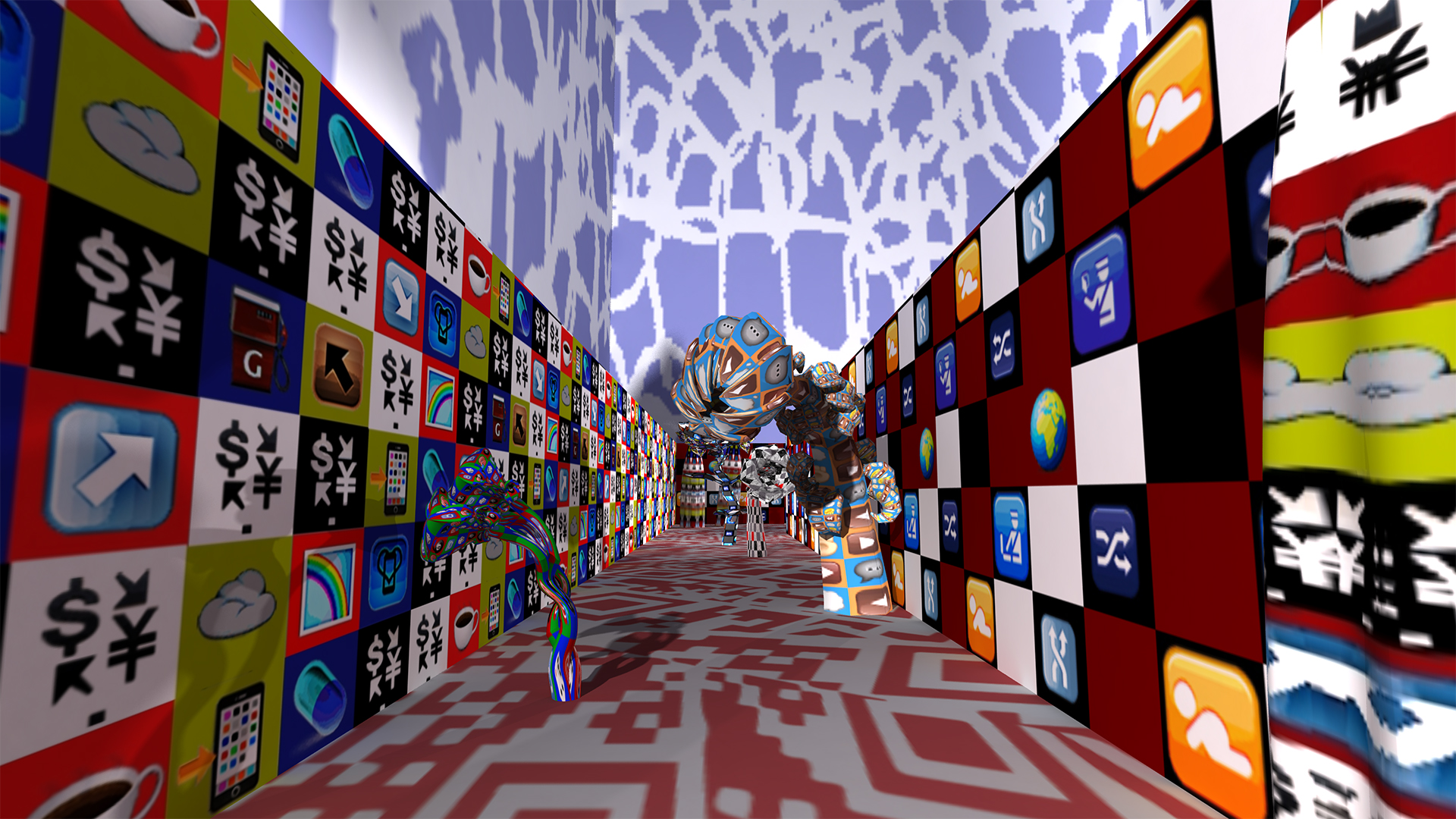 Inside the Flower Matrix, 2016, rendered screen grabs made inside the Oculus VR experience, lost in the labyrinth