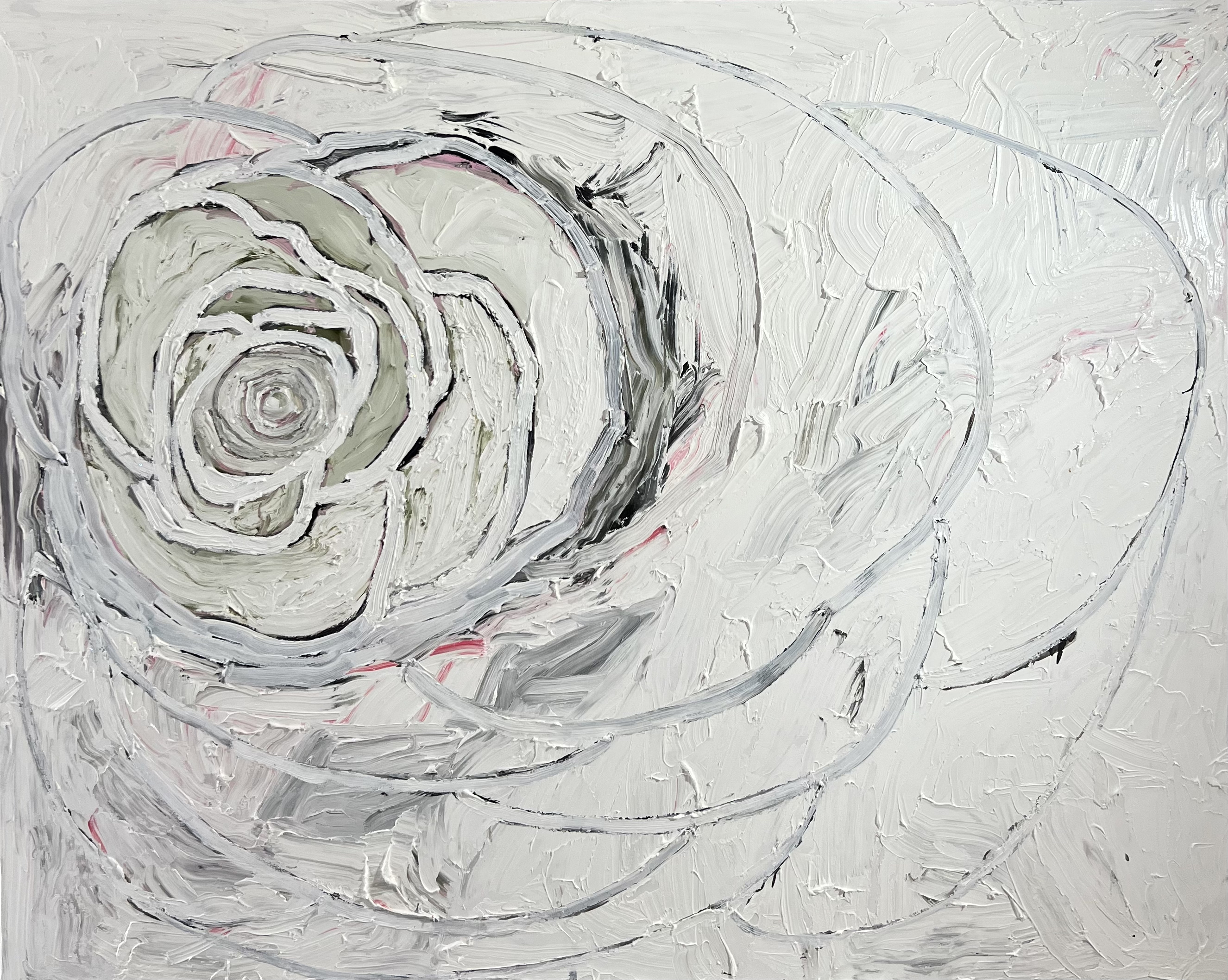 Snow Camellia, 2023, Oil on canvas, 48x60 in