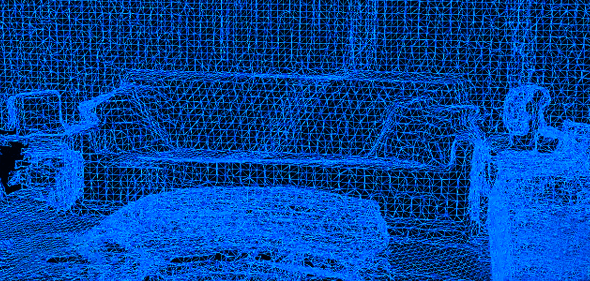 Spatial Anchoring, an example of a spatial mapping mesh covering a room.