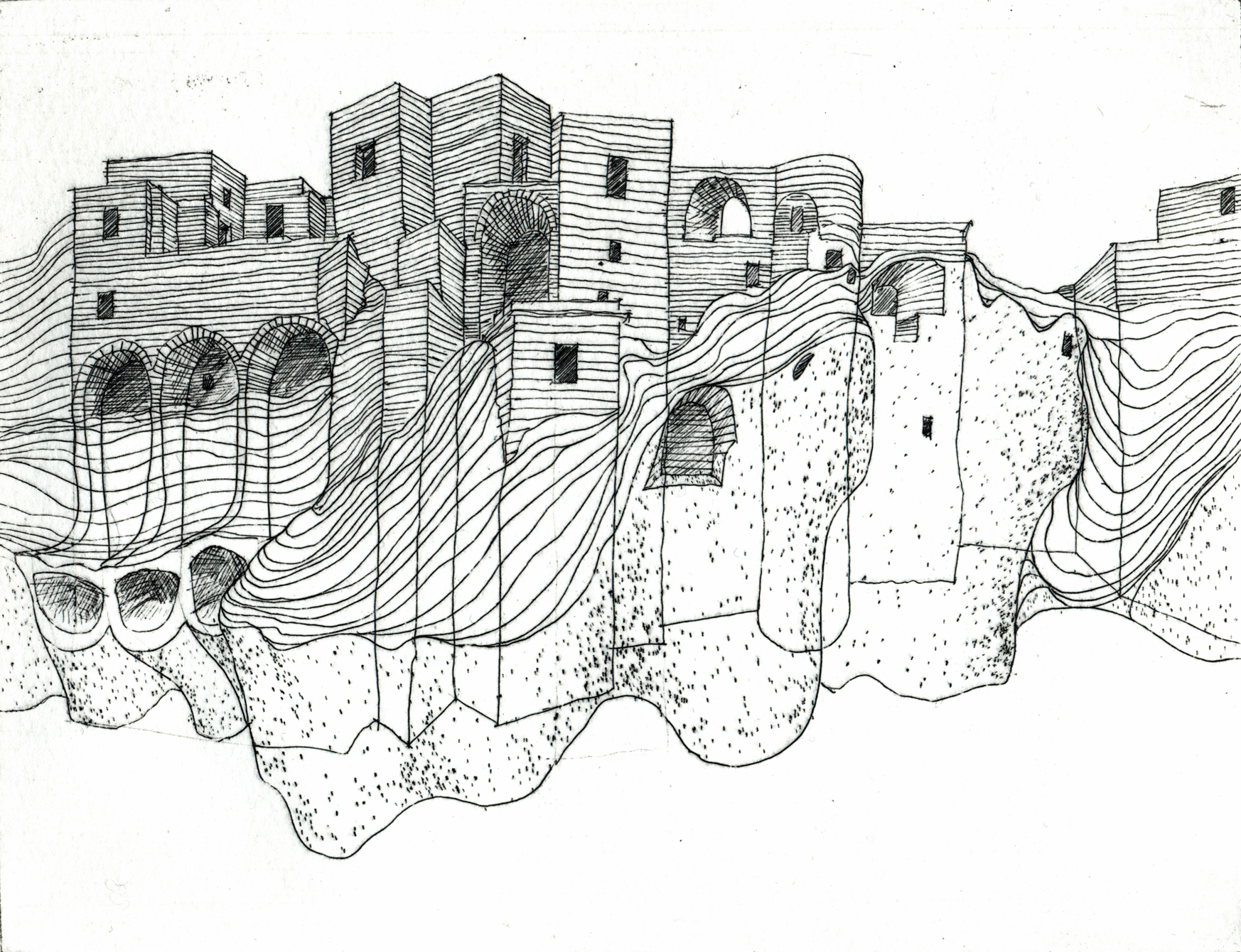 Каппадокия рисунок карандашом