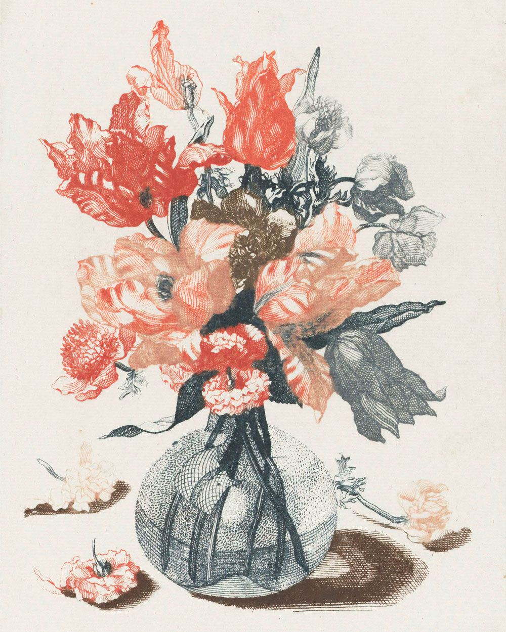 Red and white floral textile