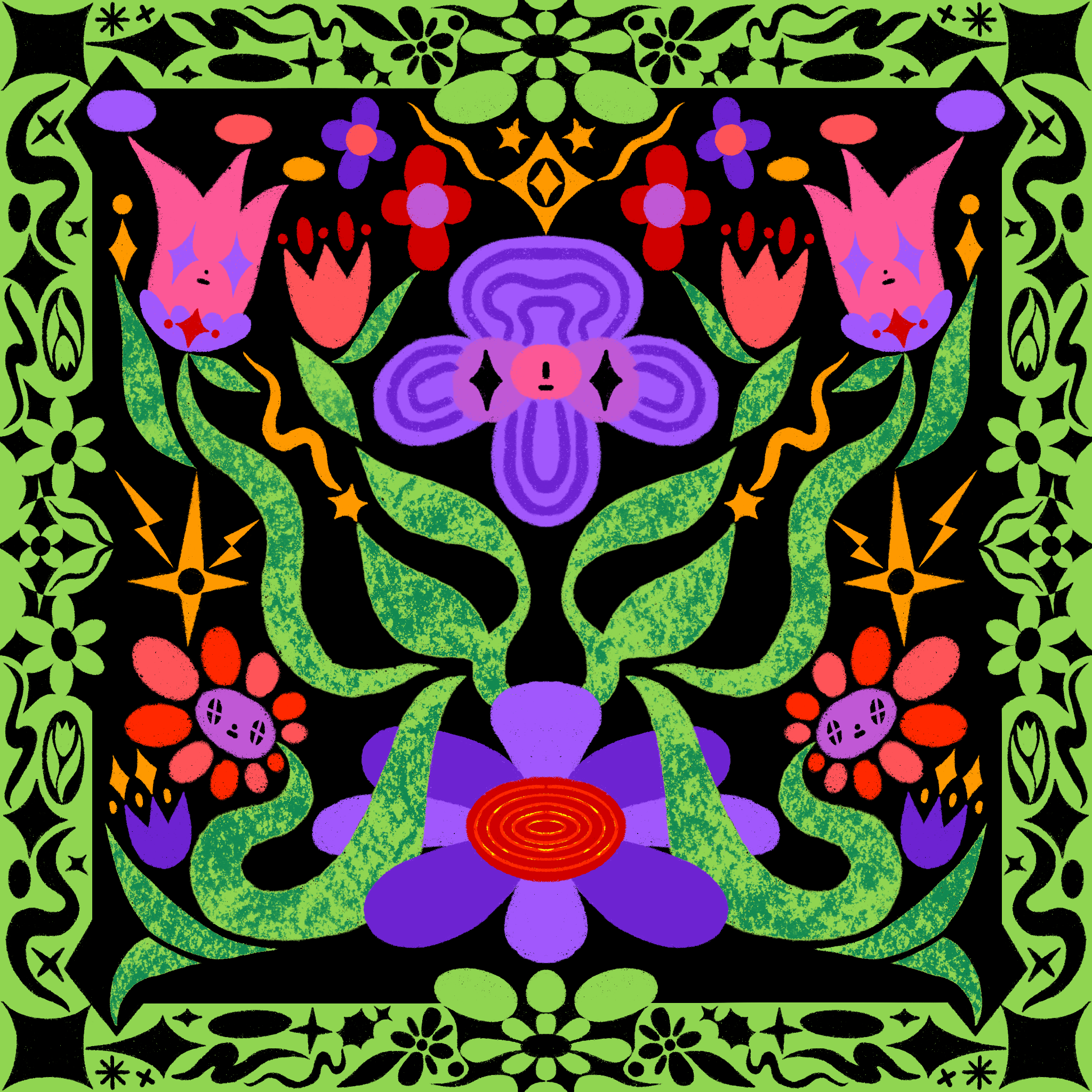 electro violets, digital illustration (2020)