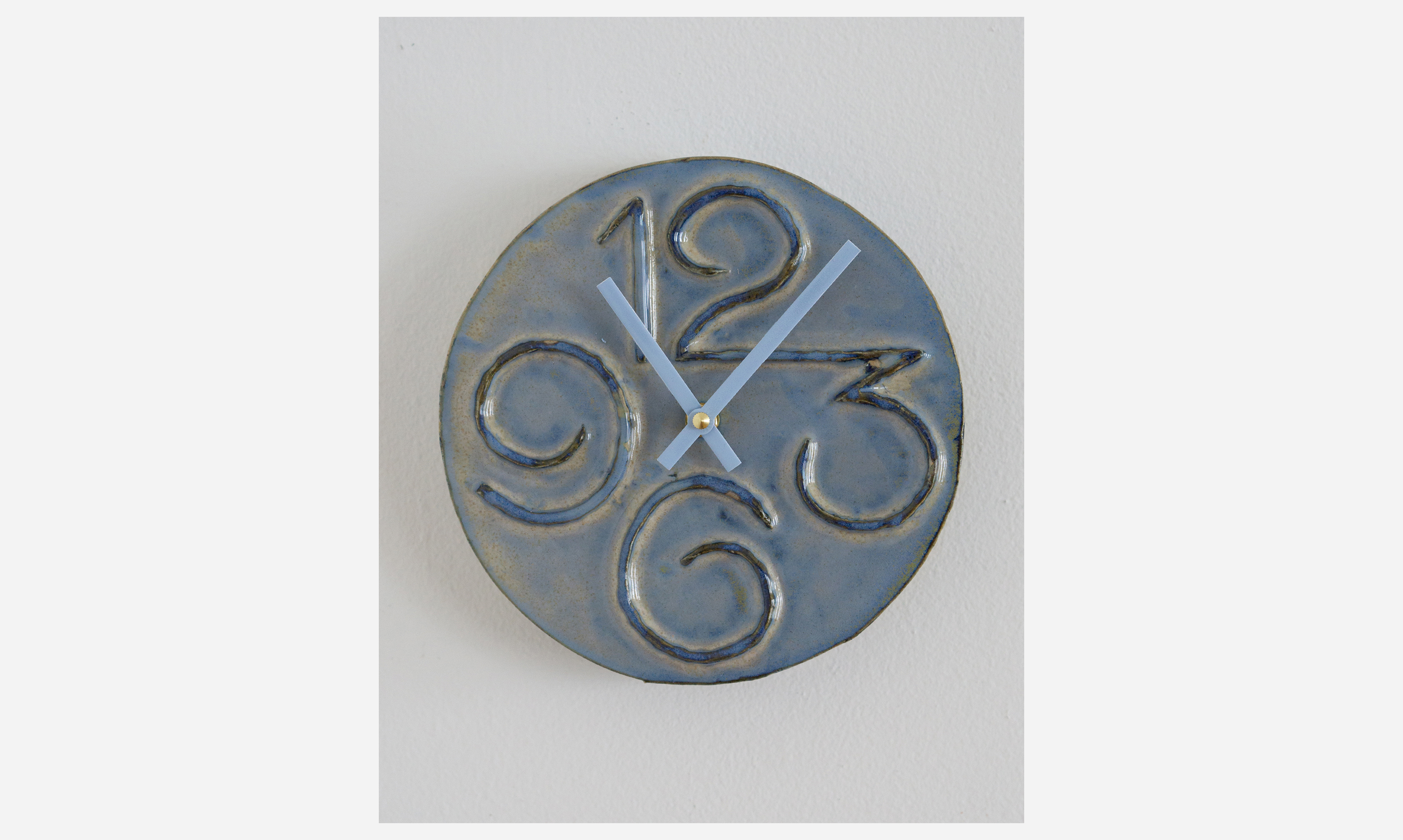 4 Numeral Clock, glazed ceramic, 7.5 x 7.5 x 2 inches, 2024