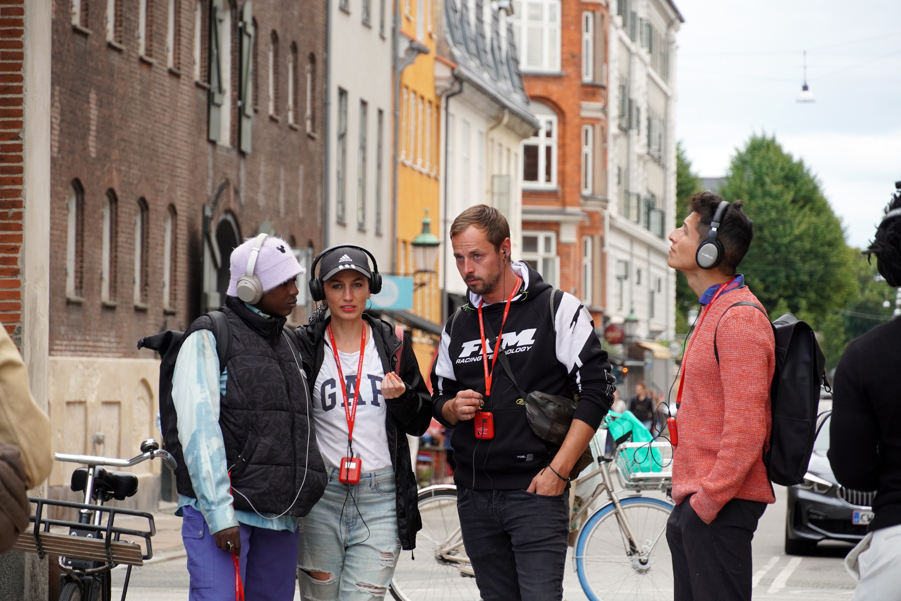 Documentation of guided audio tour "Voices in the Shadows of Monuments" as part of the exhibition "Going Public" by Katrine Dirckinck-Holmfeld, Barly Tshibanda, and Nanna Katrine Hansen, Copenhagen, 2022 (photocredit: Rikke Ehlers Nilsson)