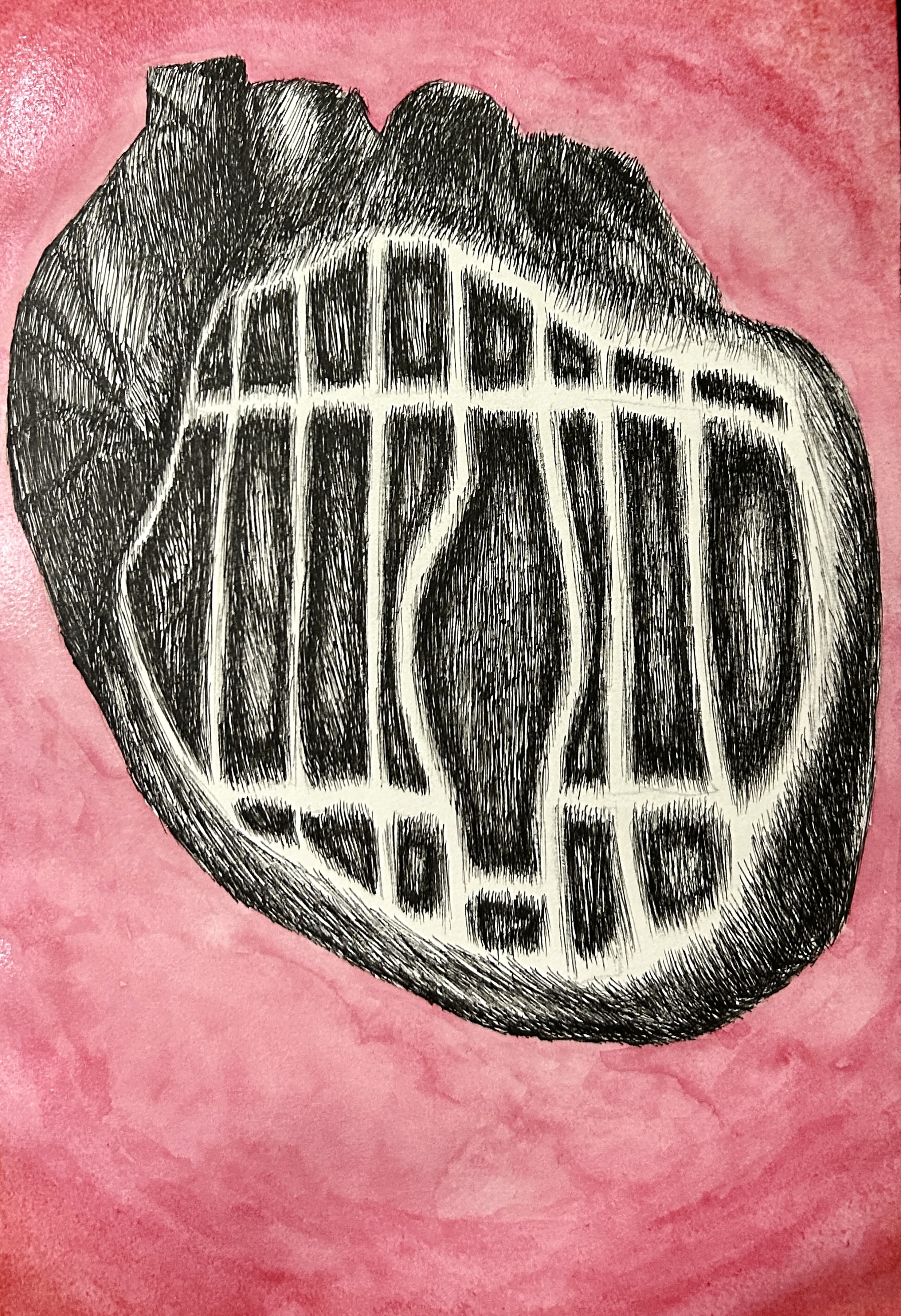 cannot be contained, watercolor and pen on paper, 11x15, 2023