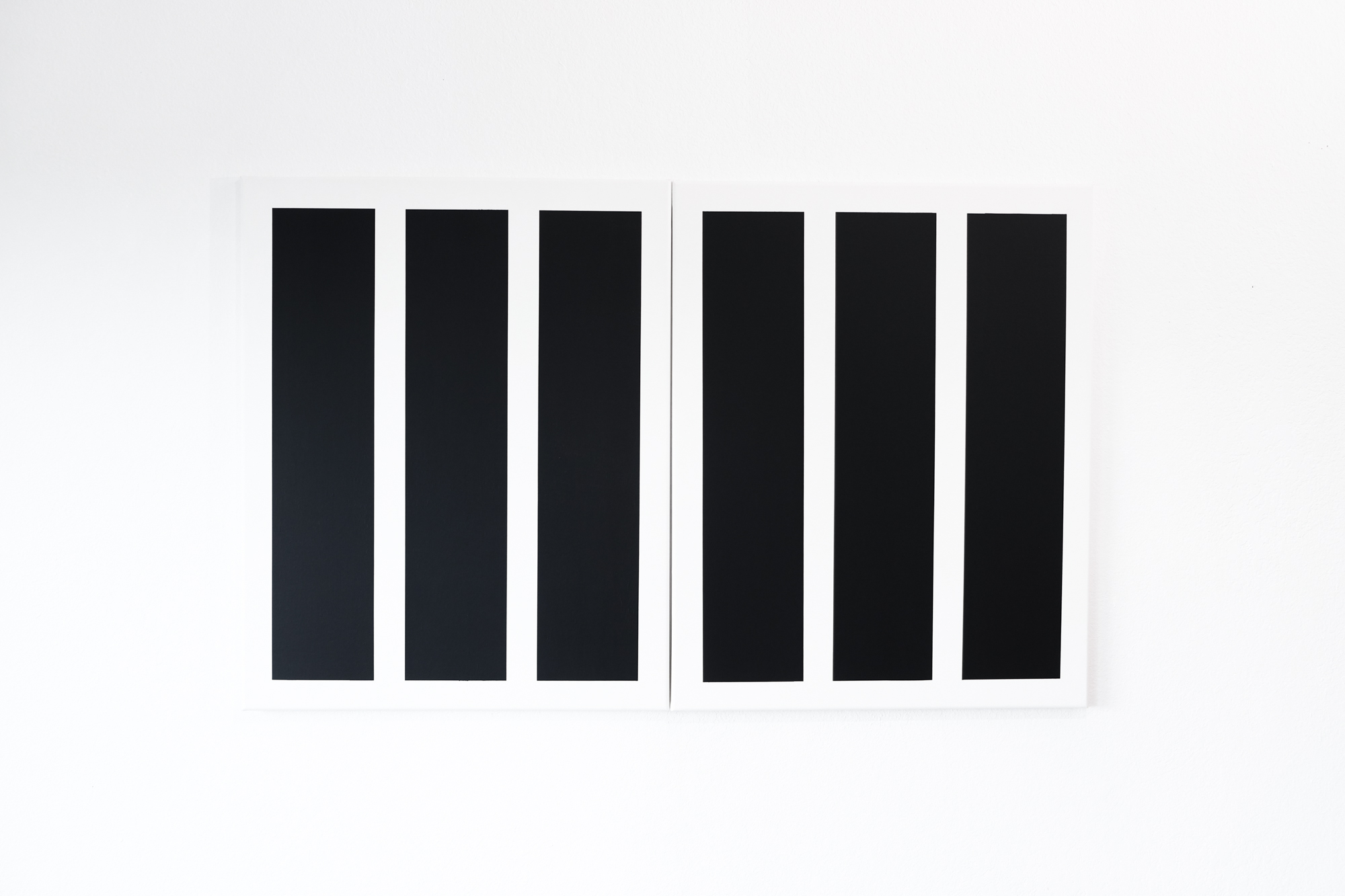 Three Lines 01 (Black) & Three Lines 02 (Black), 2019, Tape and acrylic on canvas, 30 x 48 in