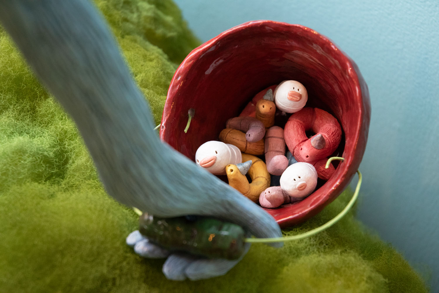 Little Bug and Her Friends  Low fire clay, underglaze, terra sigillata, mixed materials, 17” x 19” x 33” 2022