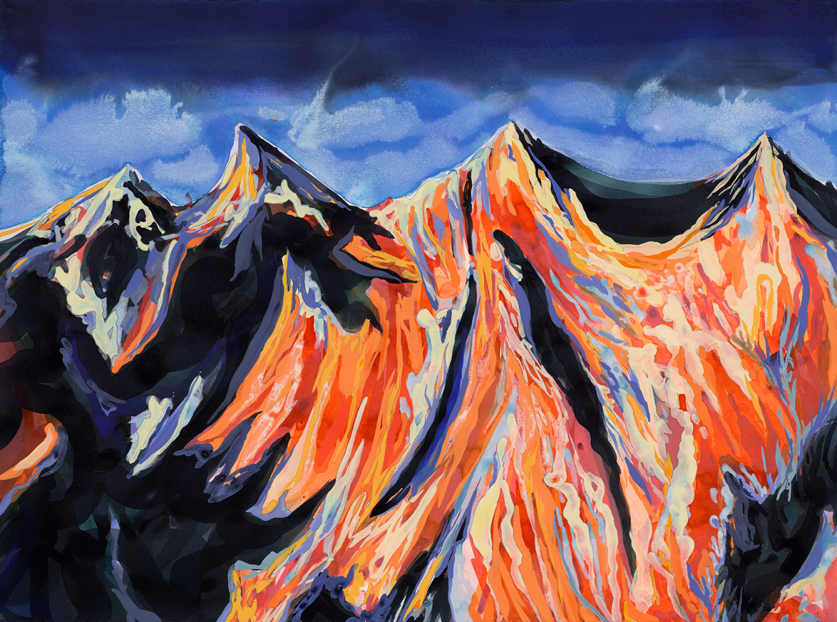 Red Rock Melt / 25 x 33 in. / mixed media on paper / 2016