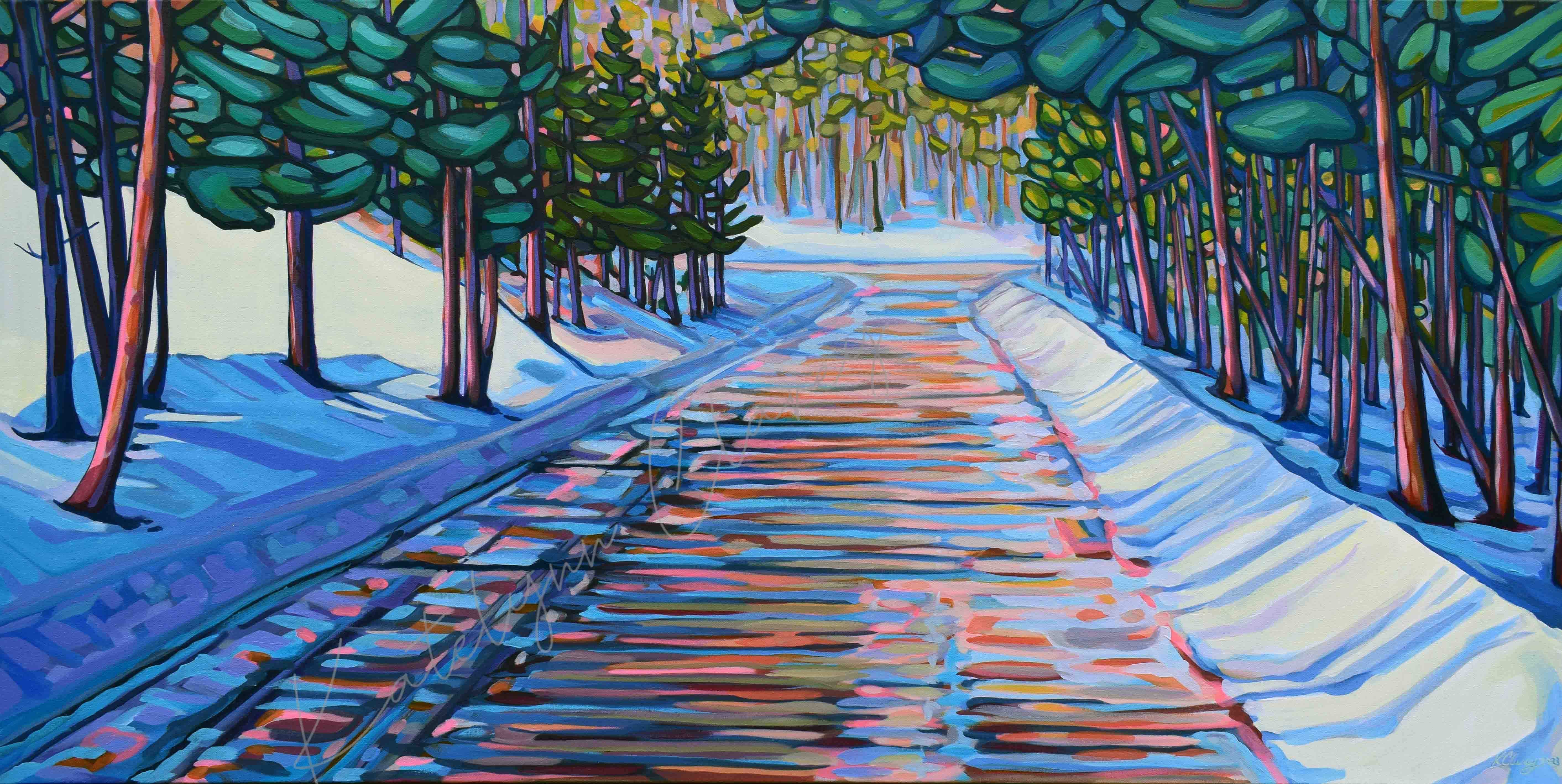 Dappled Road, Acrylic on Canvas, 24 x 48", $1200