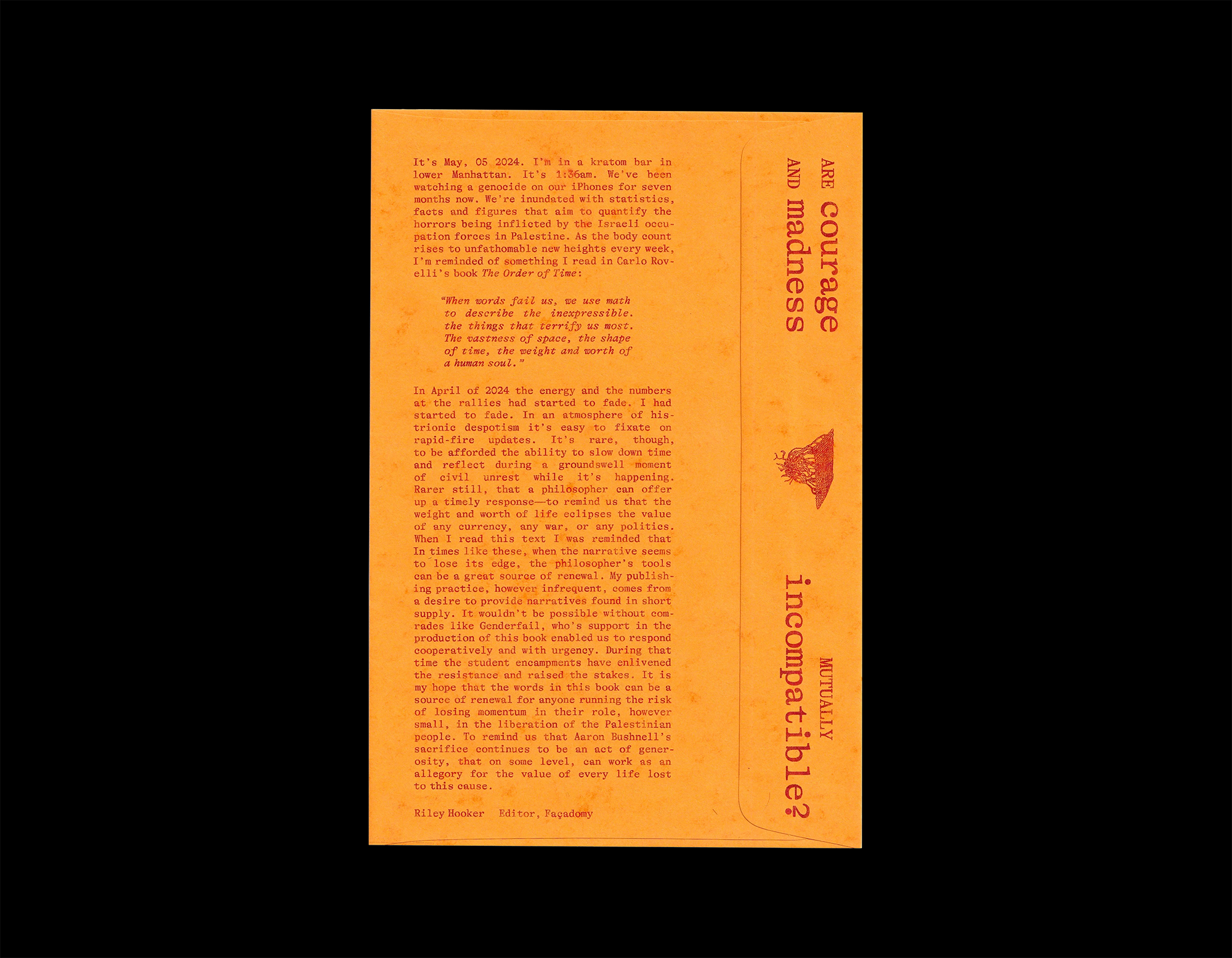 Back of outer envelope