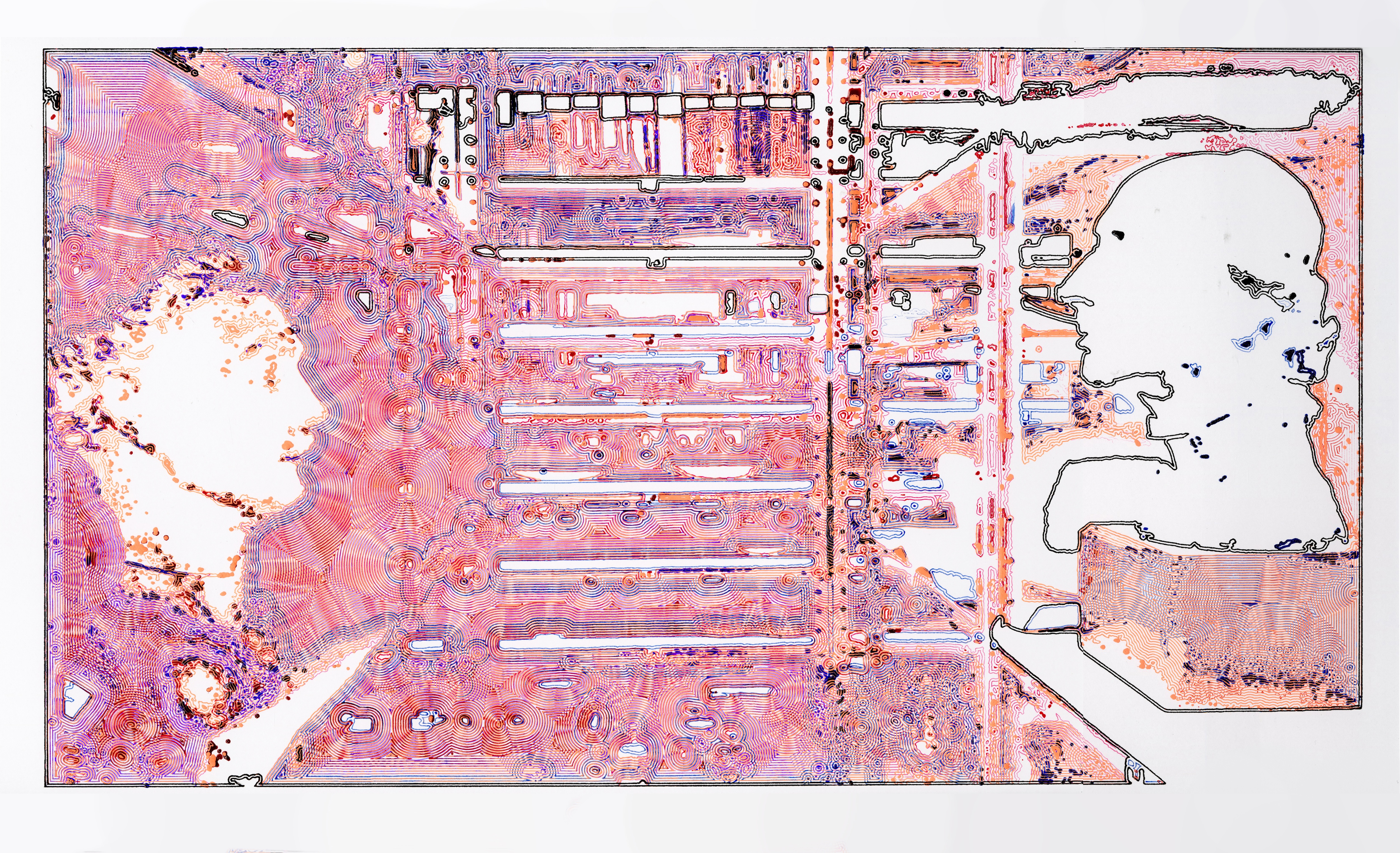 MUPA Depository, 2022; Gel ink (6 colors) on paper; 24 x 15.25