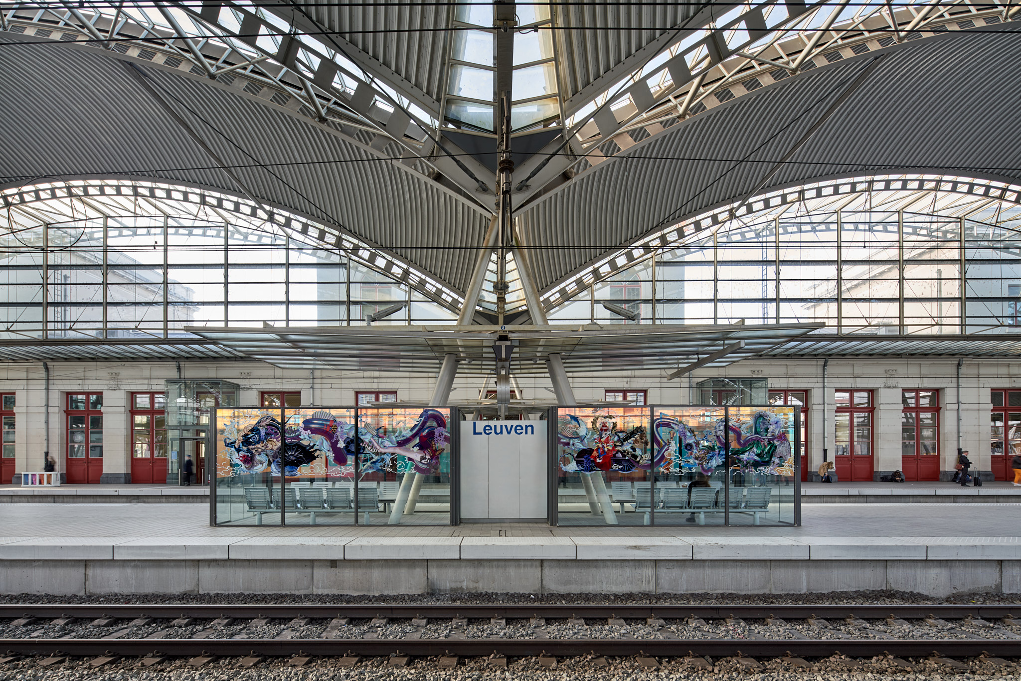 Machinalia - Leuven, 2021, dichroic film and digital print on self-adhsive film, installed in Leuven railway station. photo_GRAYSC