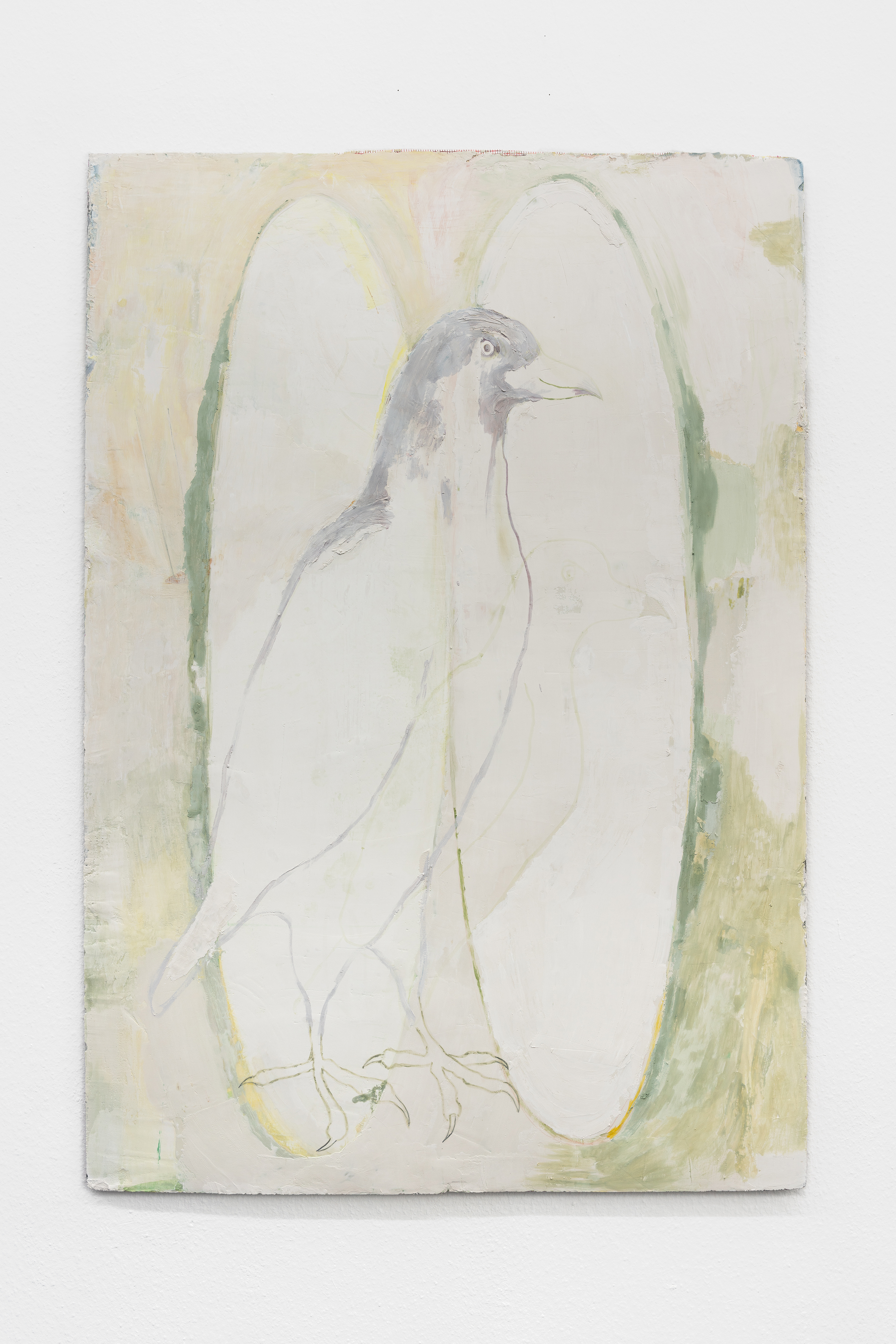 coming of age (pigeon), 2022, 170 x 120 cm plaster and pigment on foam board