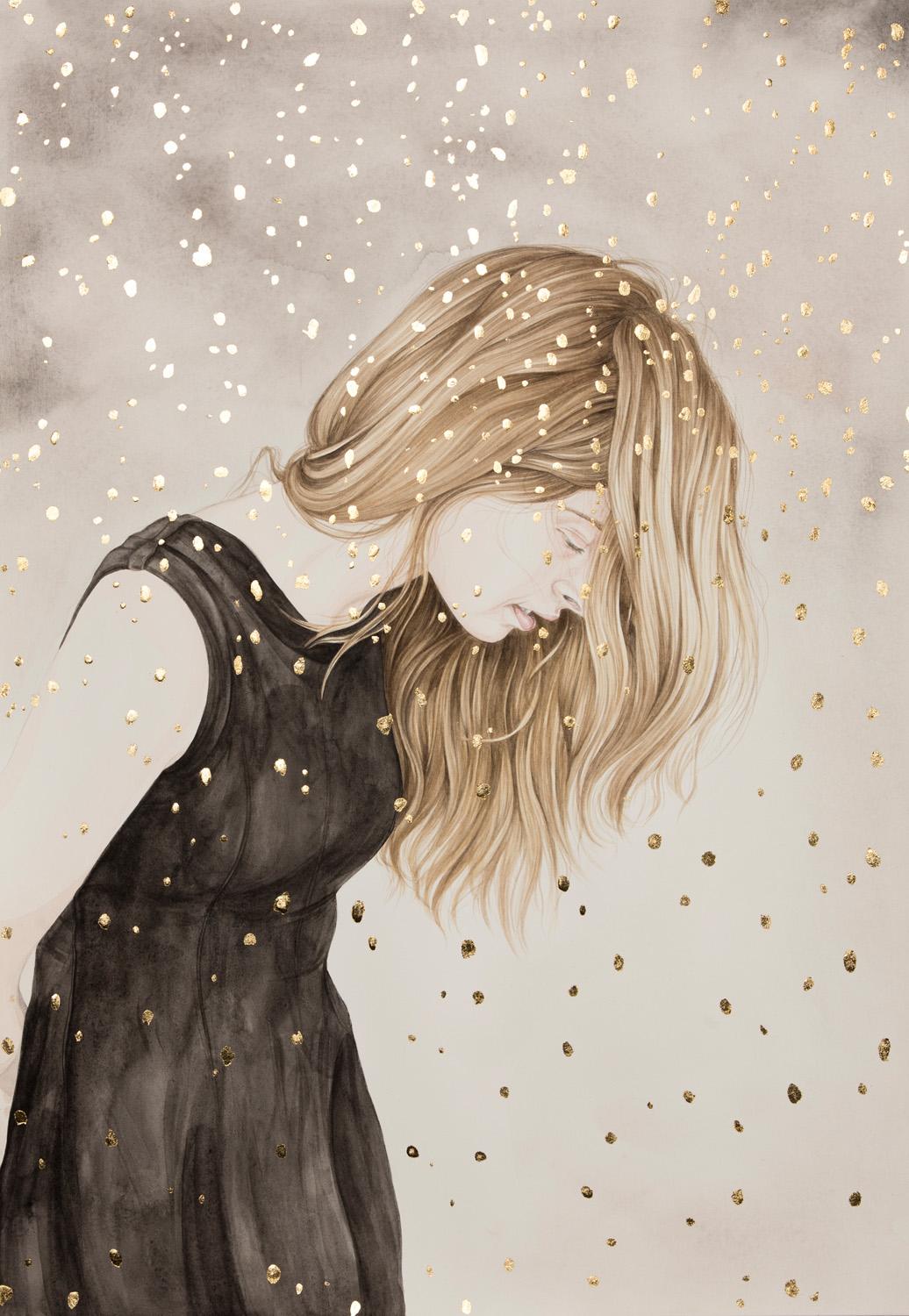 Visible Light 1, Watercolour and Gold-Leaf on Paper, 558 x 444mm, 2015