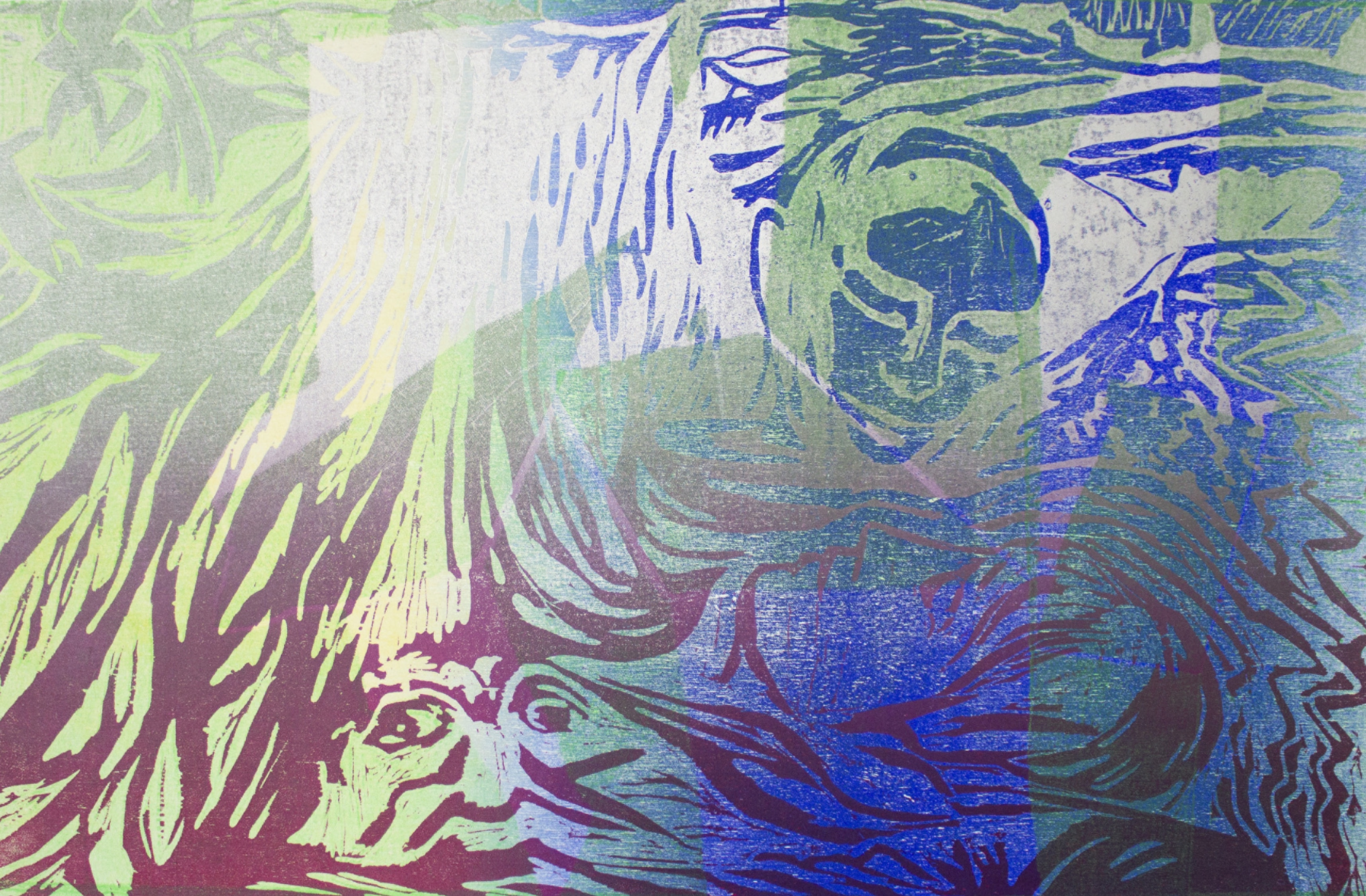 'The human mortals want their winter here',  2022. Woodcut on paper, 44x29cm