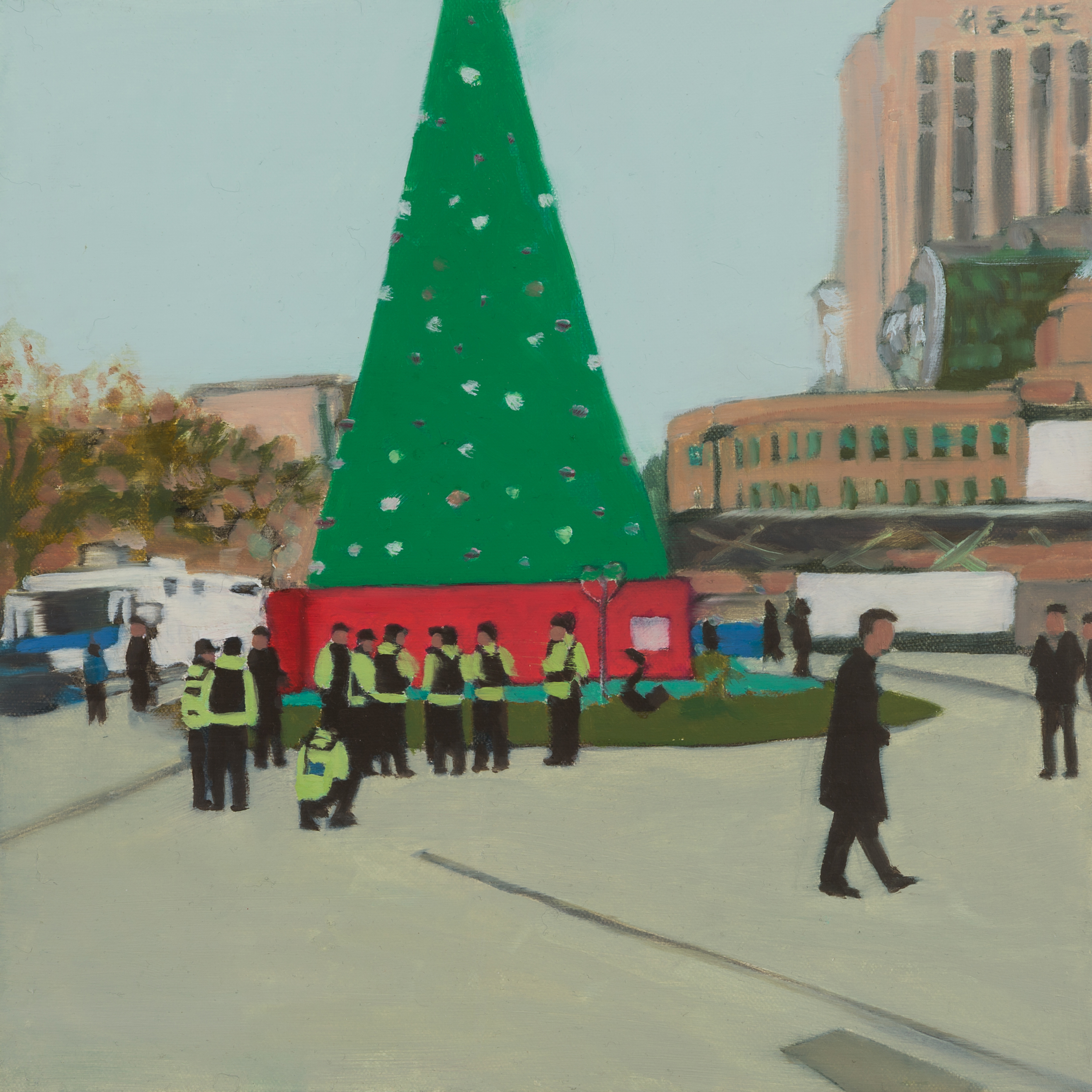 〈Tree & Police〉, Oil on canvas, 35.0x35.0cm, 2014, 개인 소장