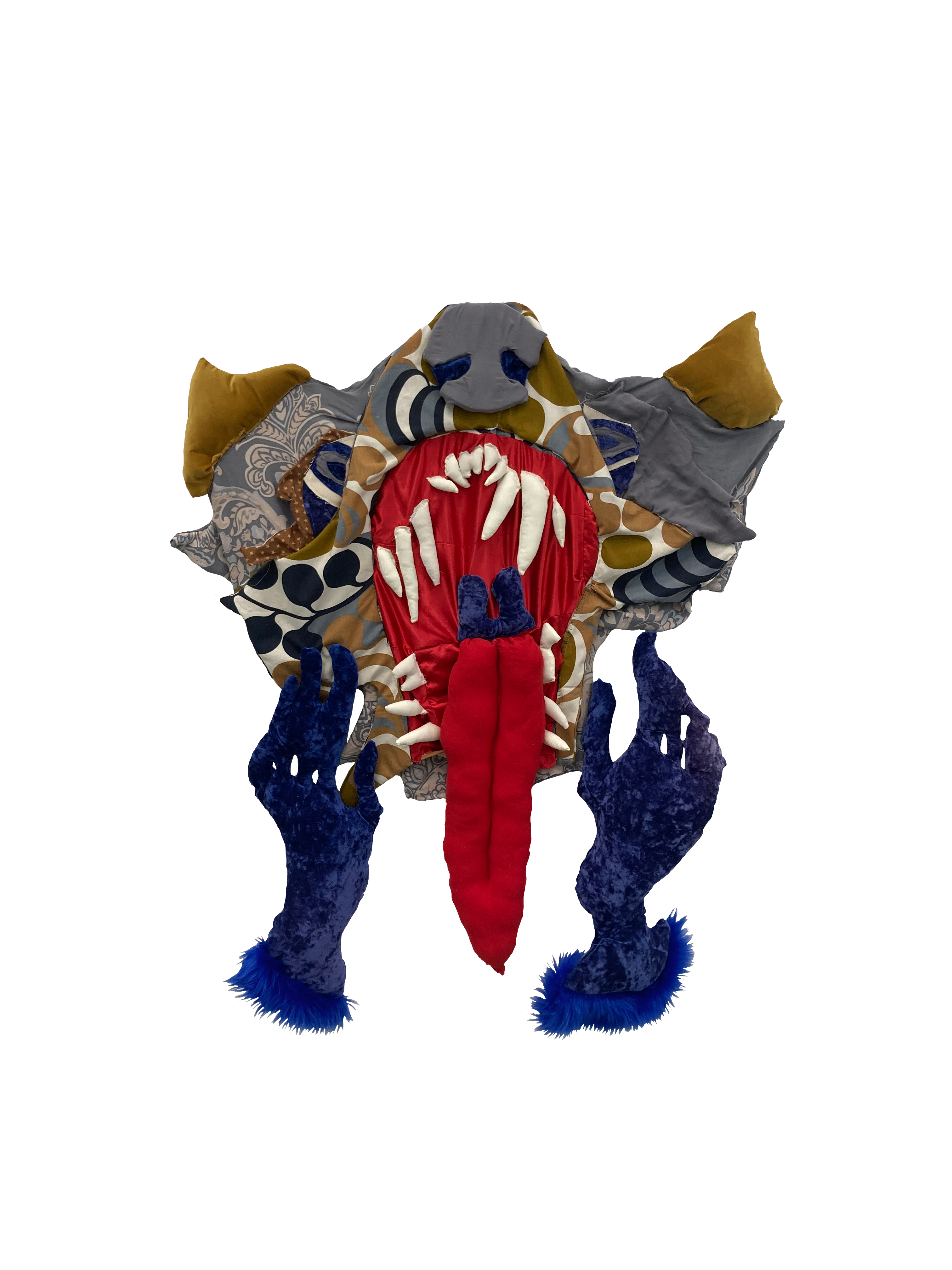 Hellmouth, 2023, velvet, fabric, stuffing, thread, plastic beads, 45 x 46 in